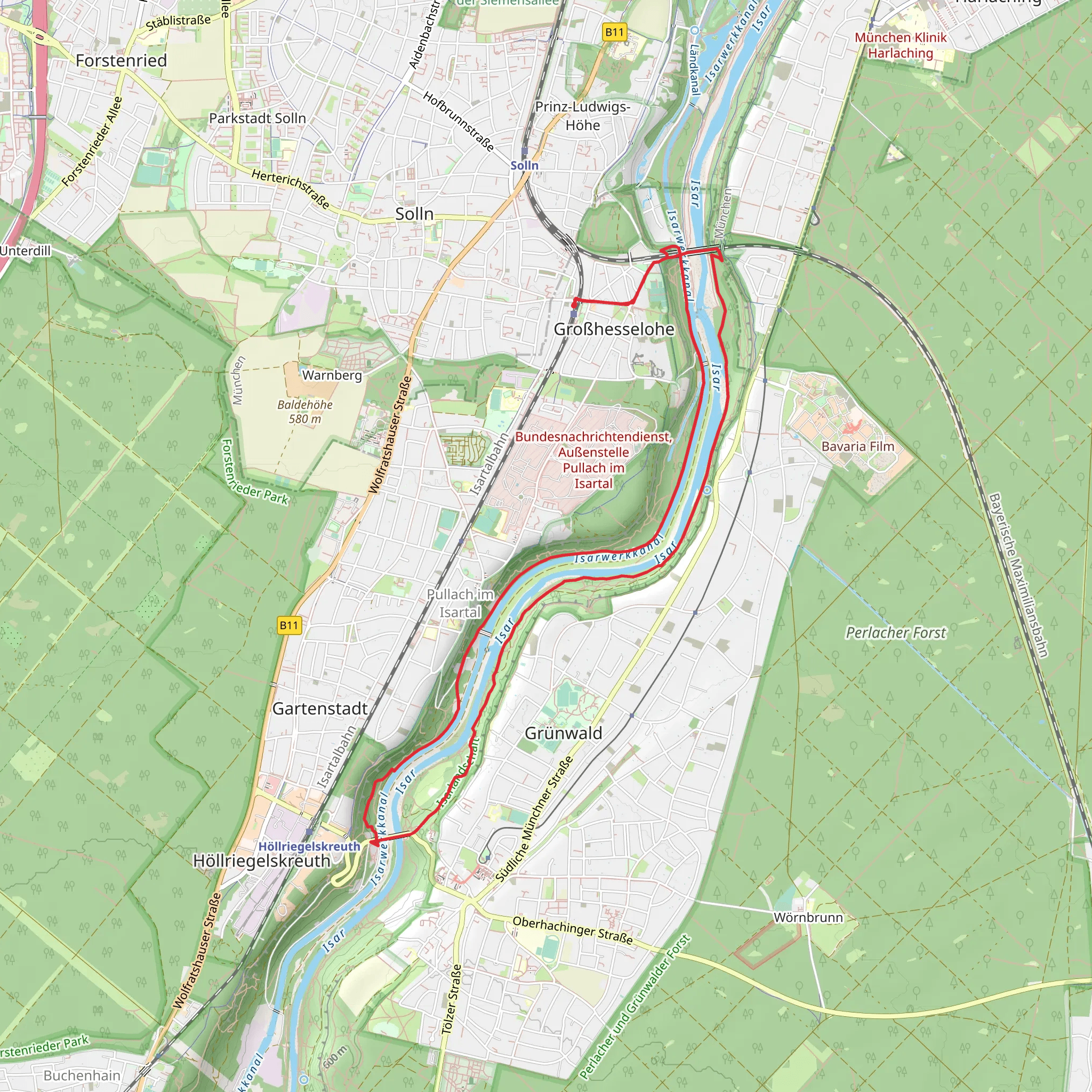 Isar and Isarwerkkanal Loop mobile static map