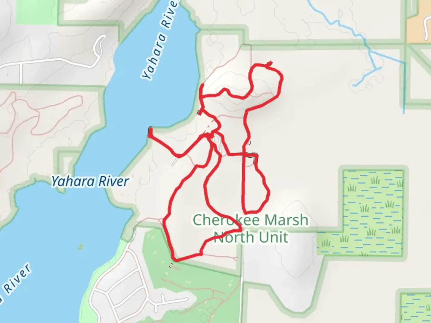 An image depicting the trail Yahara River Loop and its surrounding area.