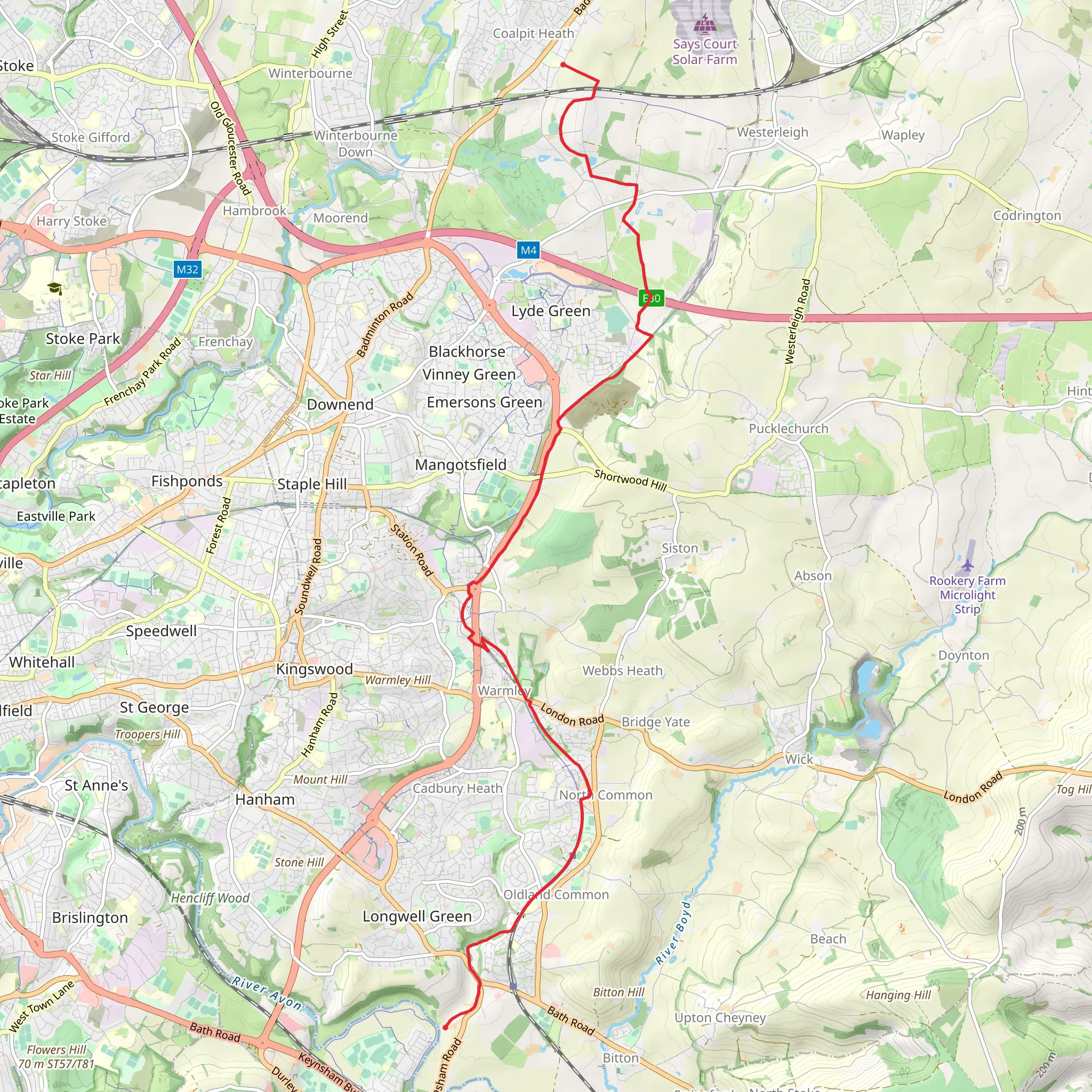 Keynsham to Coalpit Heath Walk mobile static map