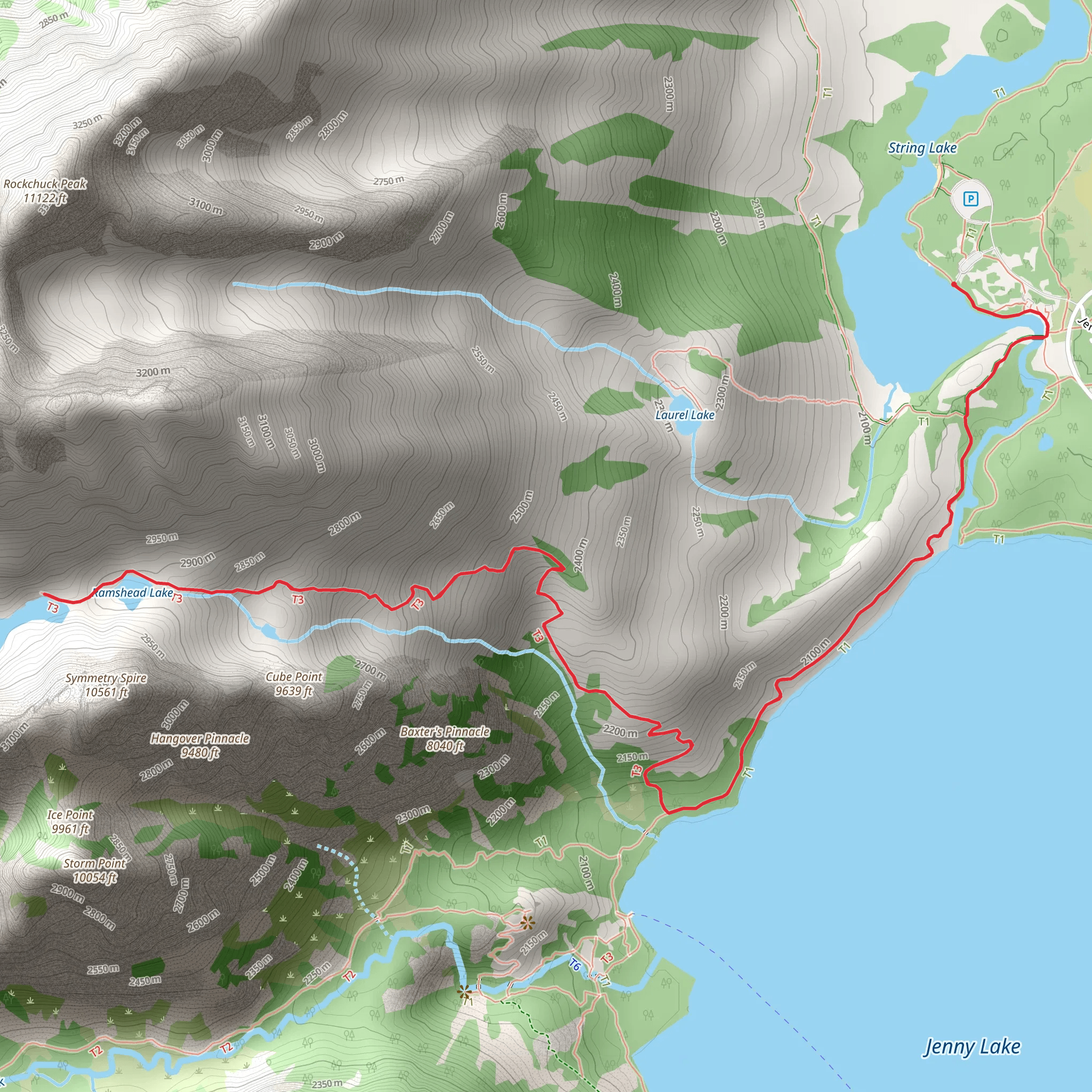 Lake of the Crags via String Lake Loop Trail mobile static map