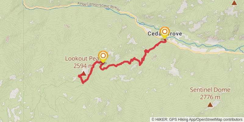 Lookout Peak via Don Cecil Trail stage 2 Map