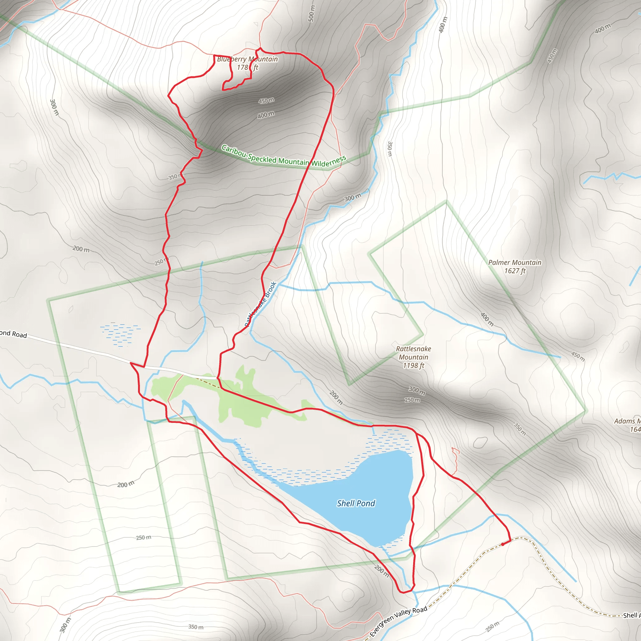 Blueberry Mountain from Shell Pond mobile static map
