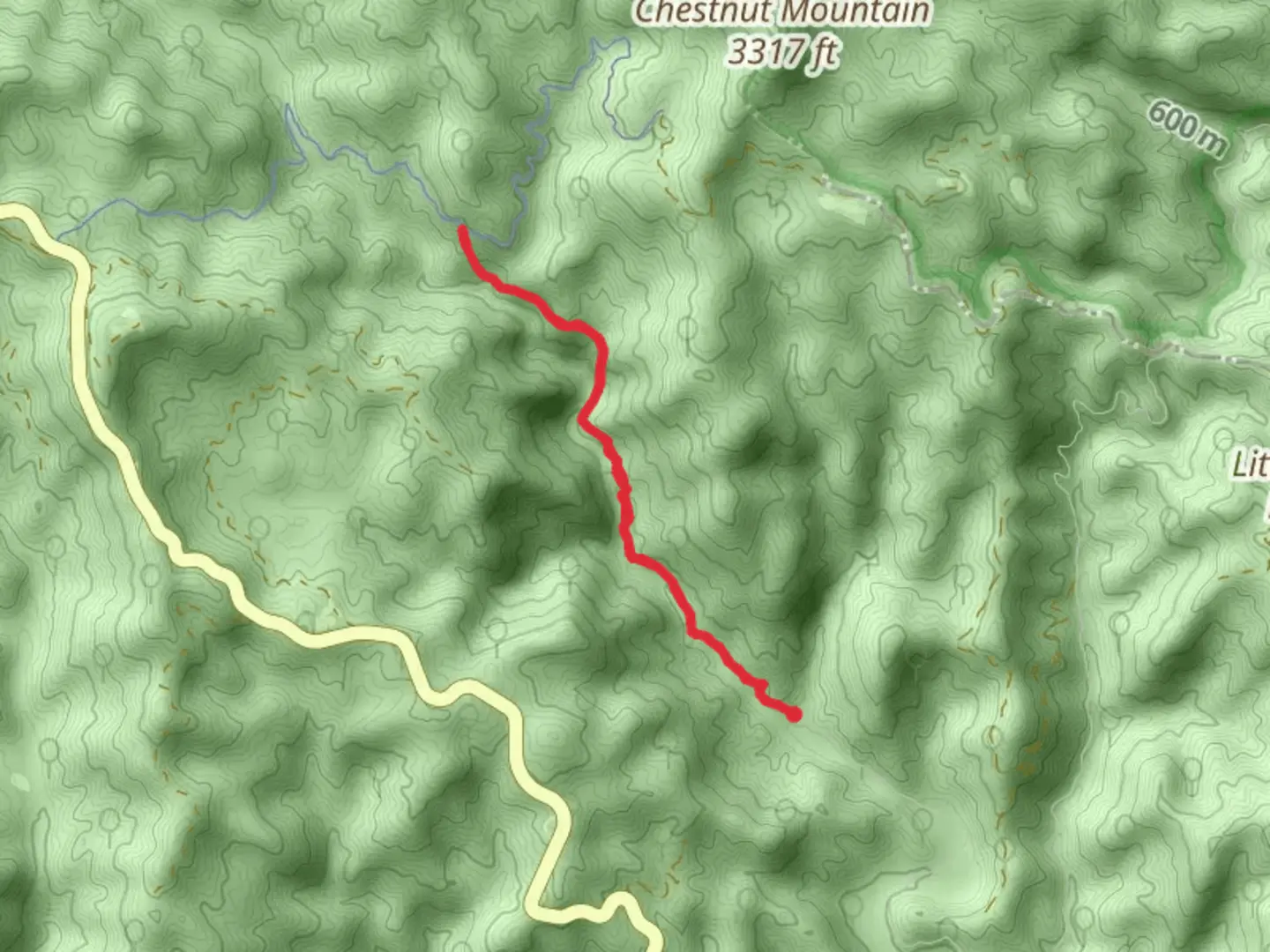 An image depicting the trail Greentown Shortcut and its surrounding area.