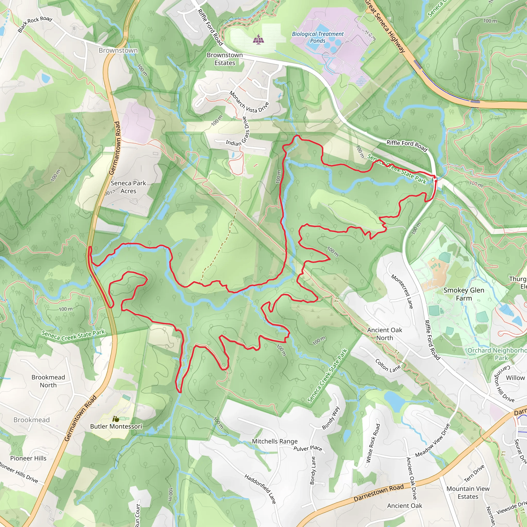 Seneca Ridge Trail and Seneca Greenway Loop Trail mobile static map