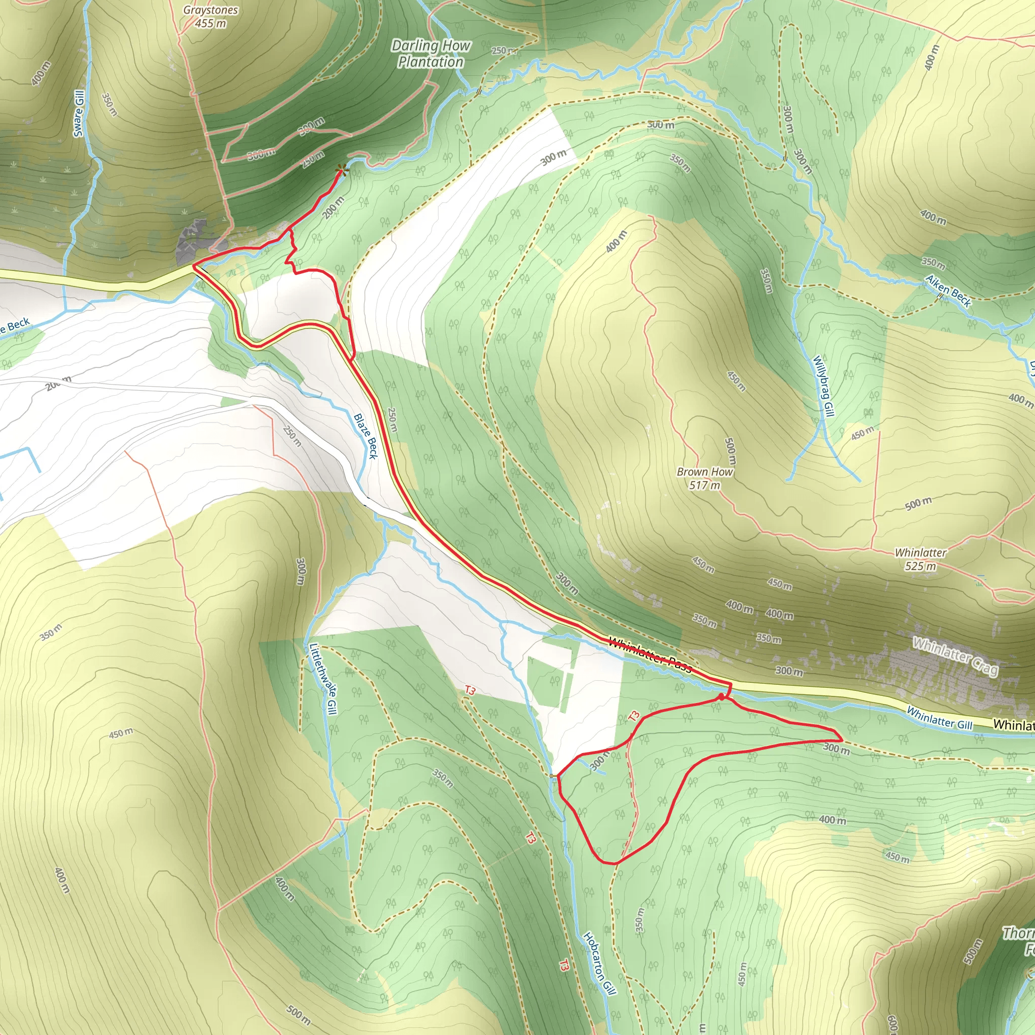 Scawgill Bridge, Spout Force and Waterfall Walk mobile static map