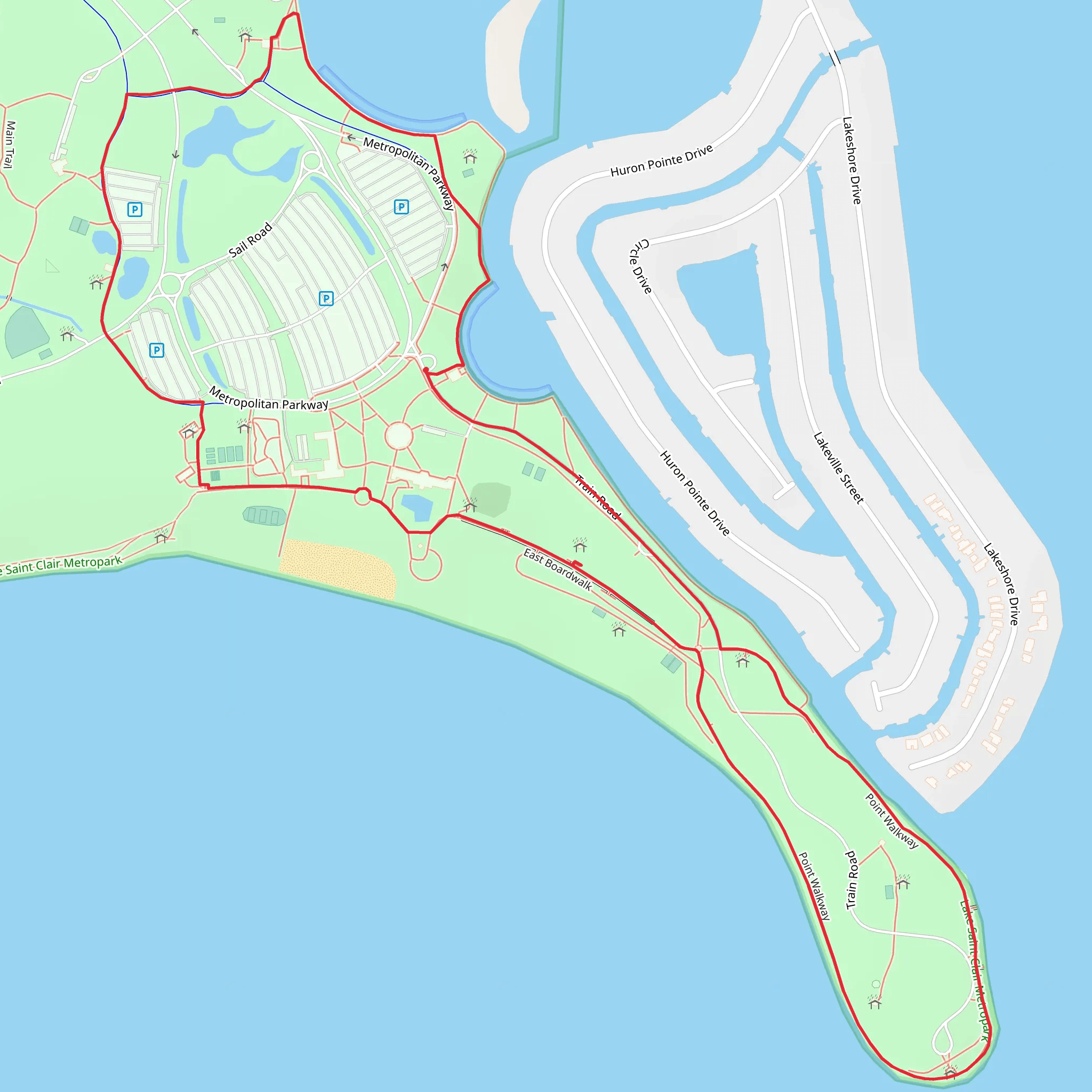 Point Huron Loop - Lake St Clair Metropark mobile static map