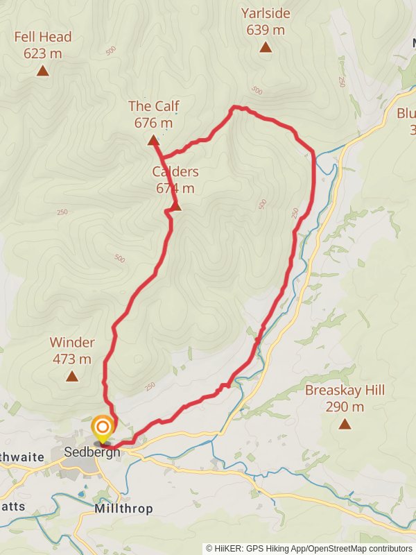 Cautley Spout and The Calf from Sedbergh mobile static map