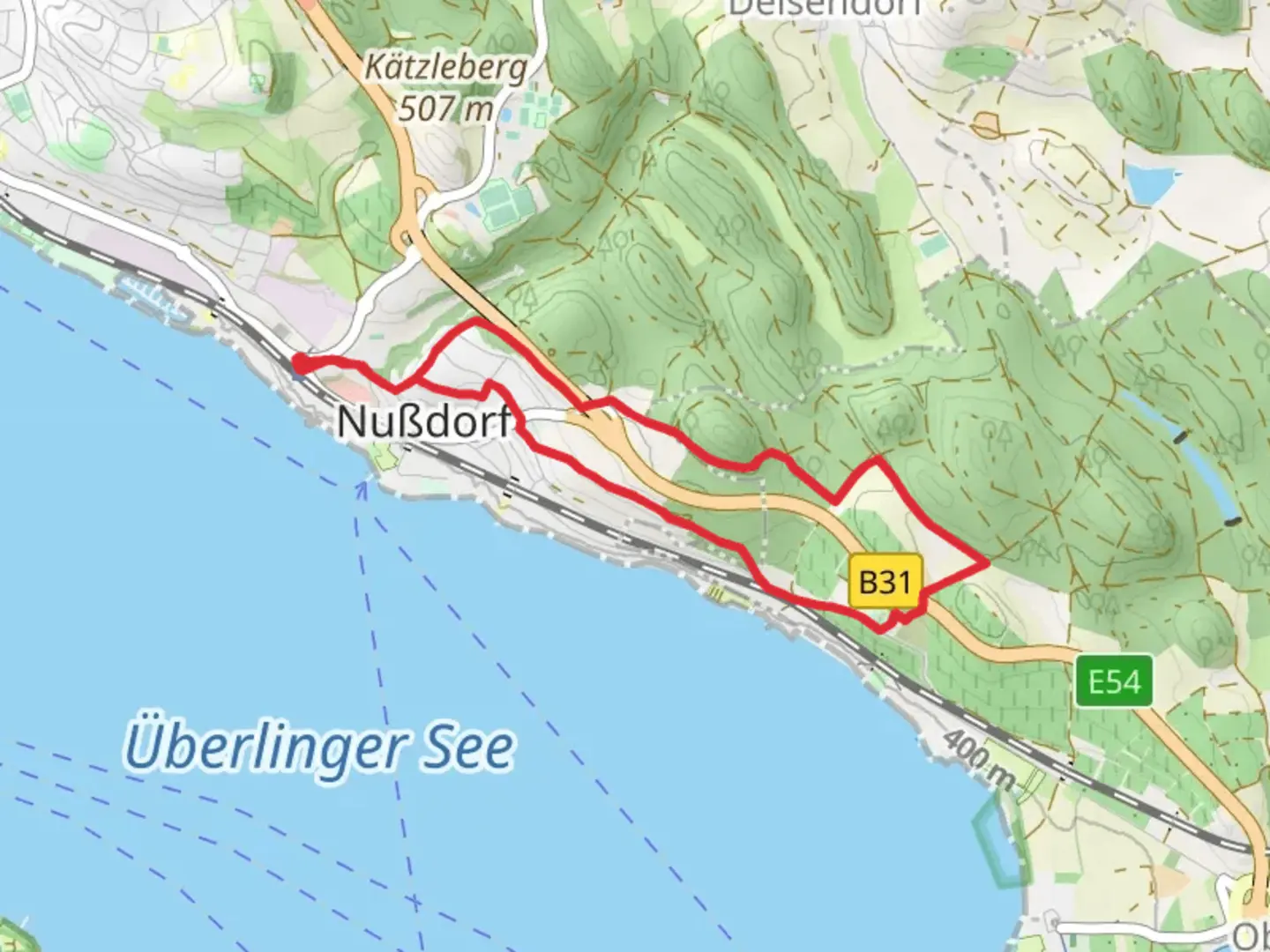 An image depicting the trail Überlingen-Nußdorf Loop and its surrounding area.