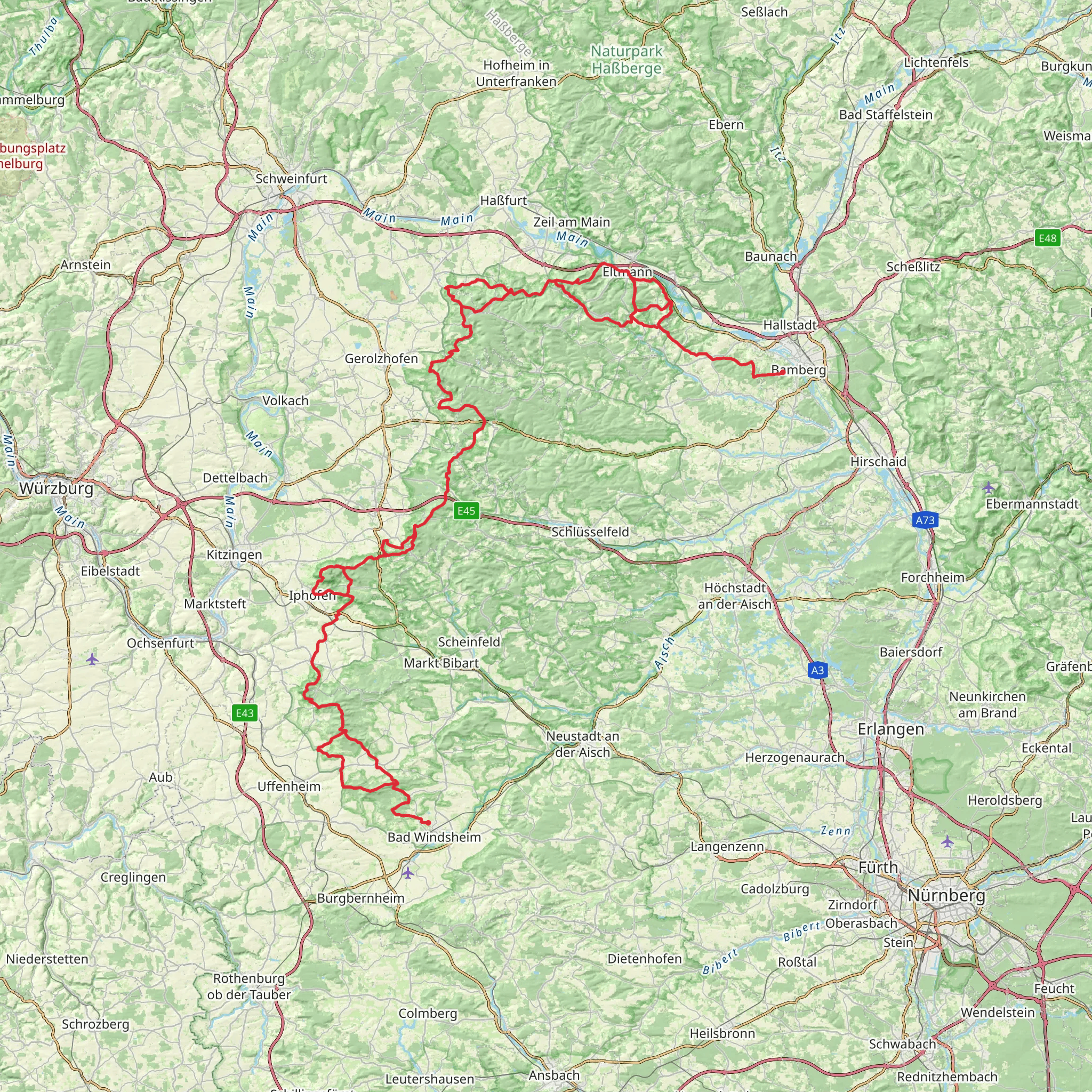 Steigerwald Panoramaweg mobile static map