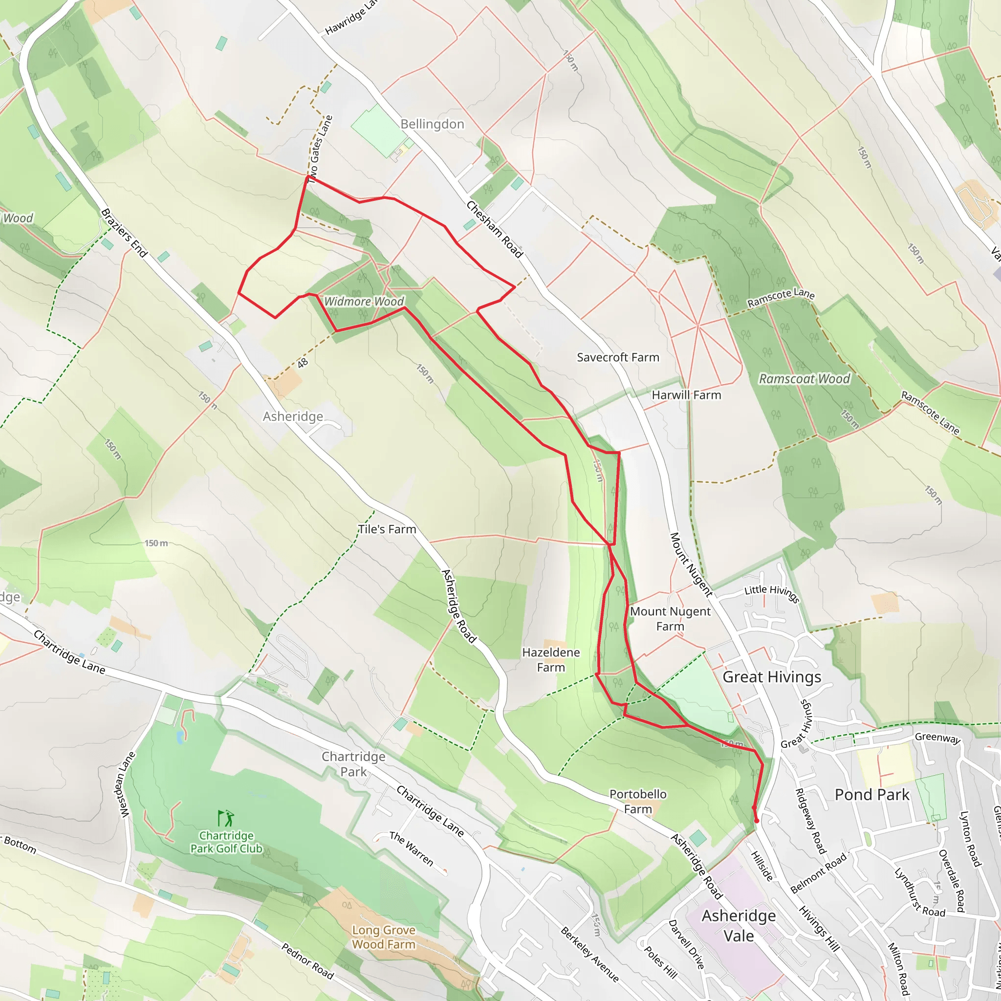 Captain's and Widmore Wood Loop mobile static map