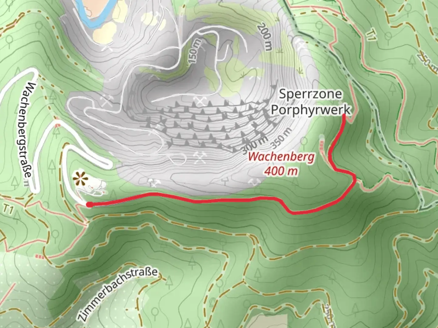 An image depicting the trail Wachenberg via Burgensteig Bergstrasse and its surrounding area.