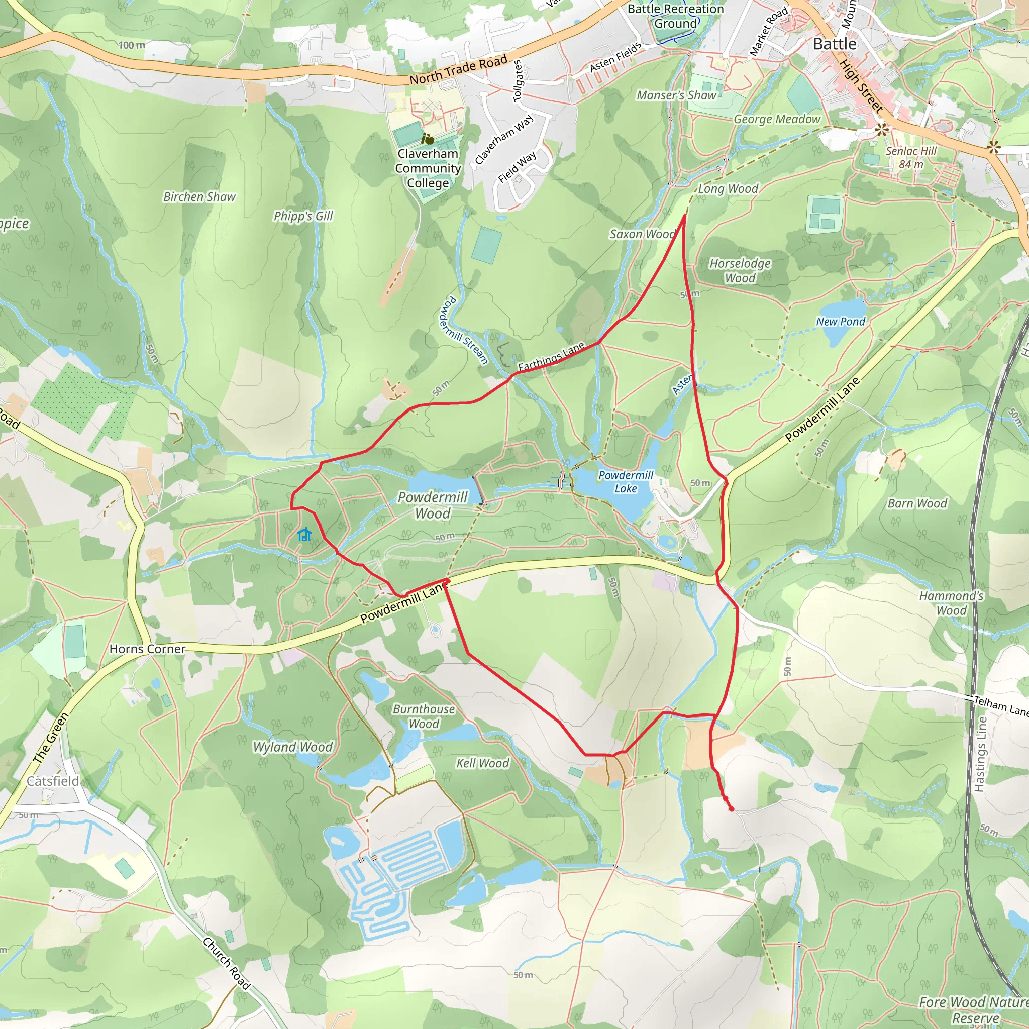 Hoathybank Wood via 1066 Country Walk mobile static map
