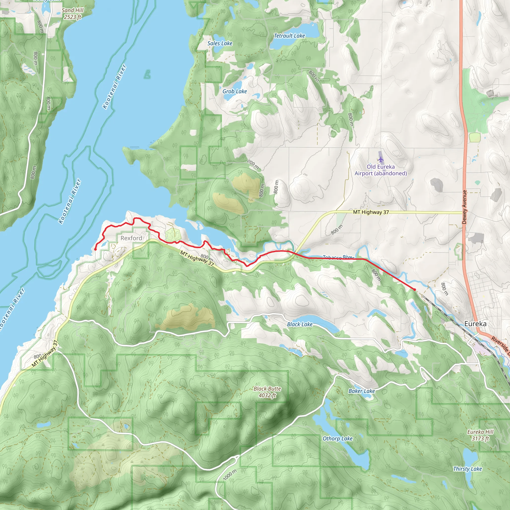 Kootenai Rails to Trails from Kootenai River via Pacific Northwest Trail mobile static map