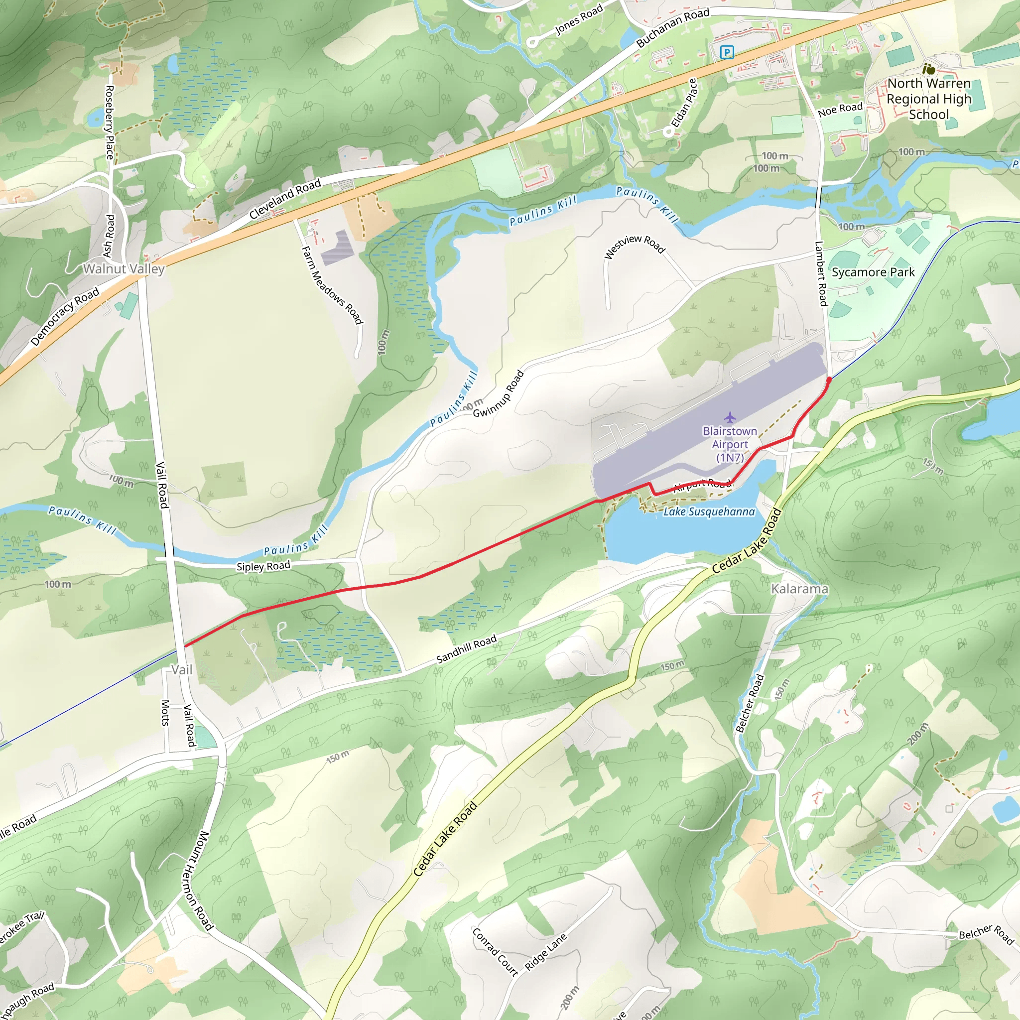 Paulinskill Valley Trail from Lake Susquehanna mobile static map