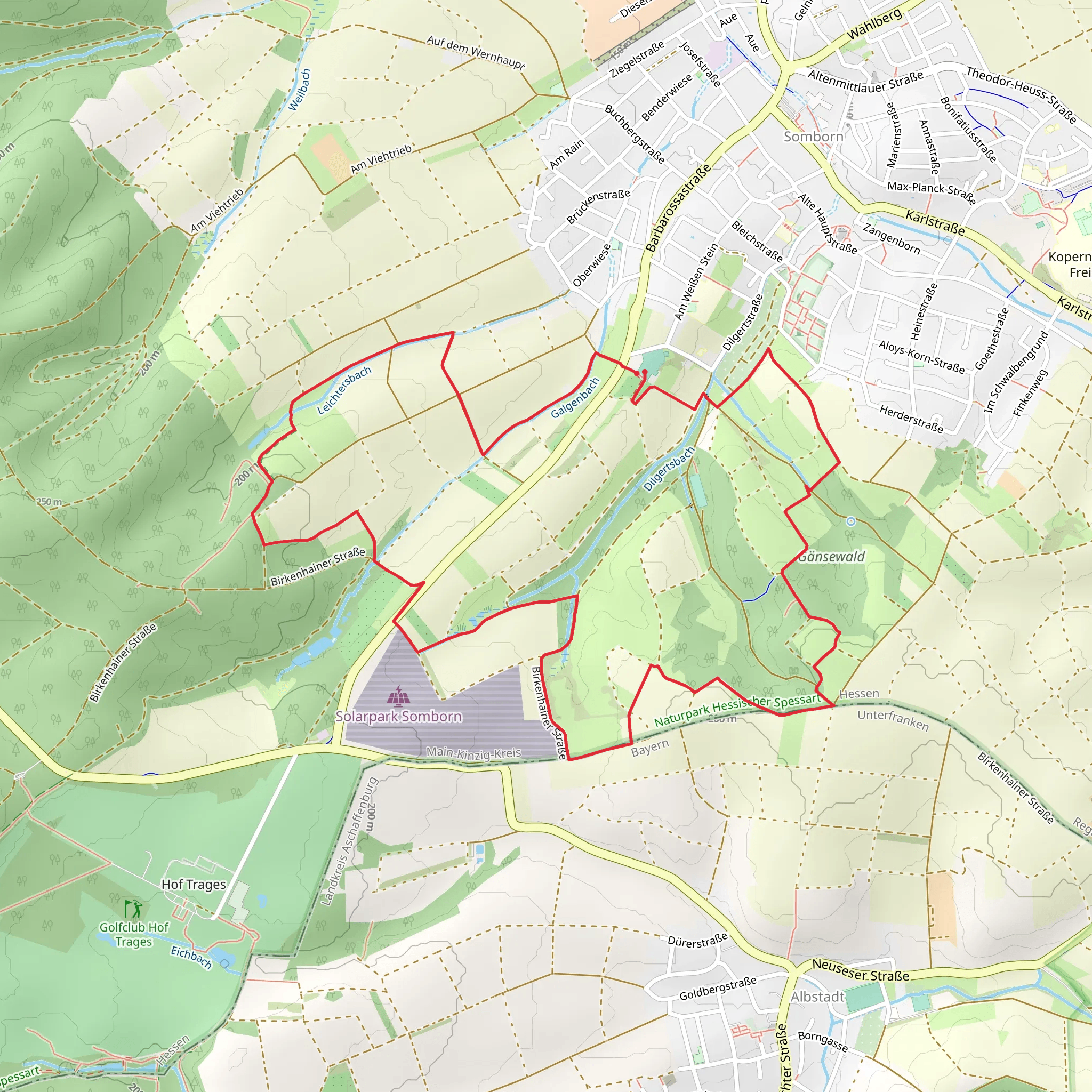 Leichtersbach and Galgenbach via Spessartbogen Hauptroute mobile static map