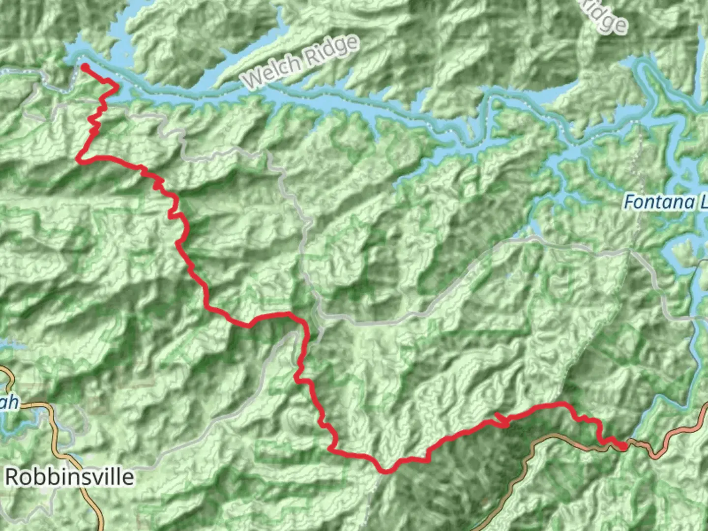 An image depicting the trail Fairfax to Wesser via Appalachian Trail and its surrounding area.