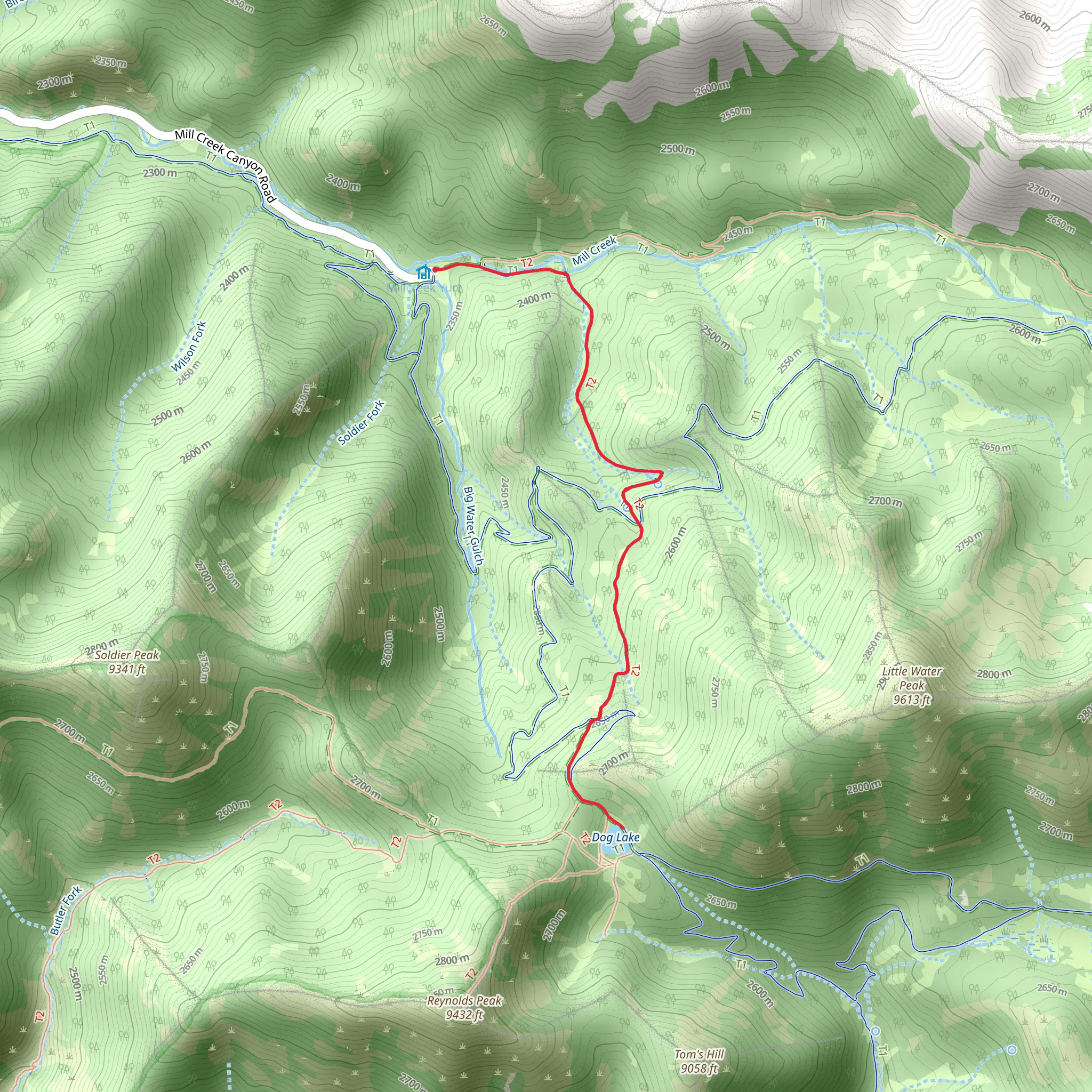 Dog Lake via Little Water Trail mobile static map