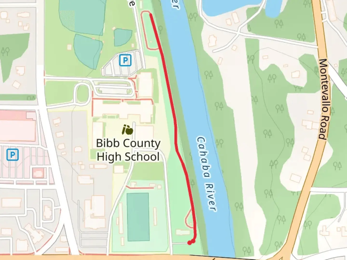 An image depicting the trail Cahaba River Walkalong and its surrounding area.