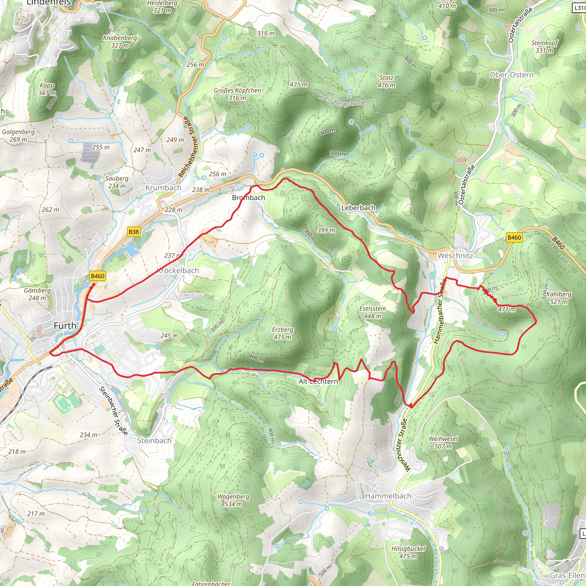 Furth and Weschnitz Loop via Erzberg mobile static map