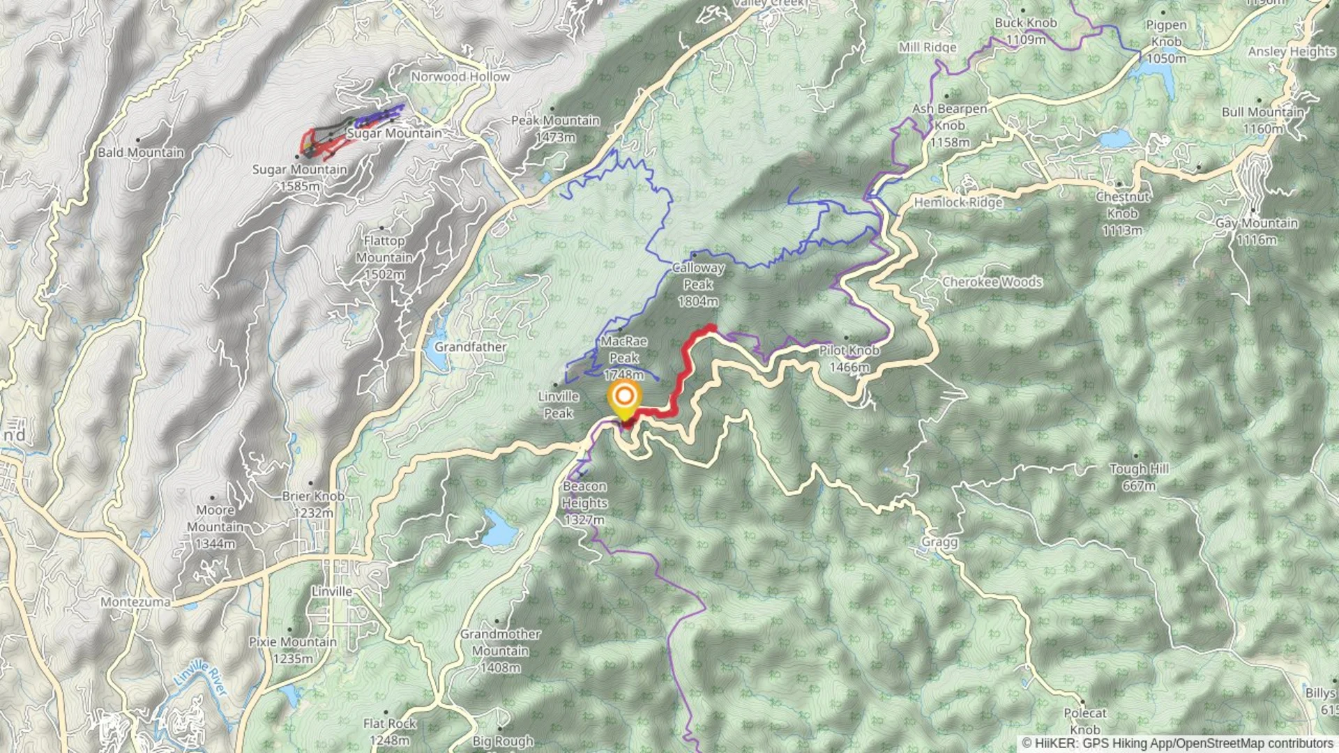 An image depicting the trail Tanawha Trail from Blue Ridge Parkway - East and its surrounding area.