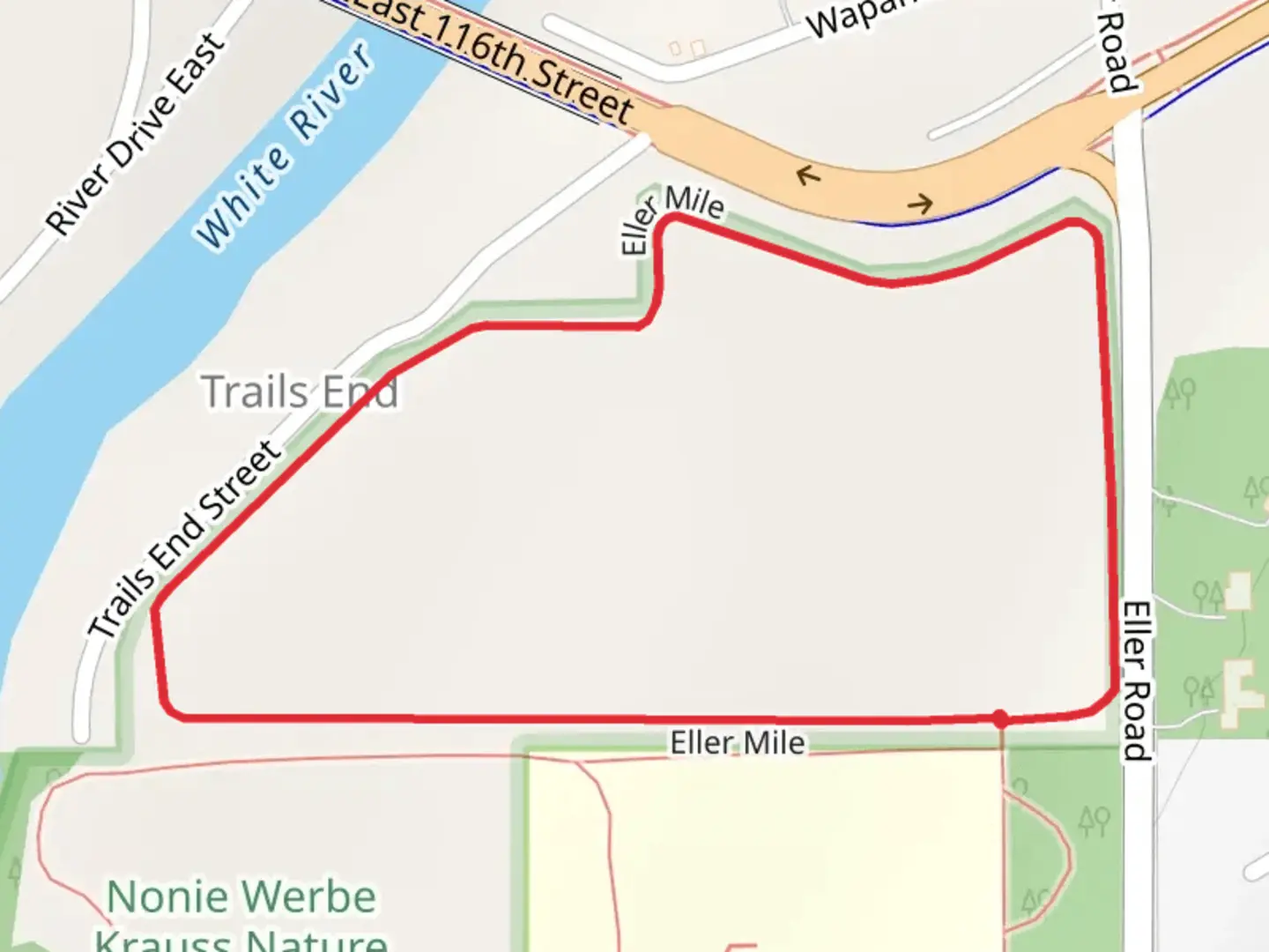 An image depicting the trail Eller Mile Loop and its surrounding area.