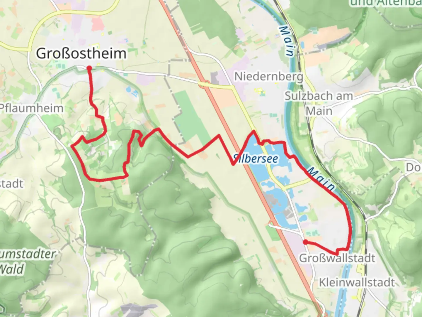 An image depicting the trail Grobwallstadt to Grobostheim Walk and its surrounding area.