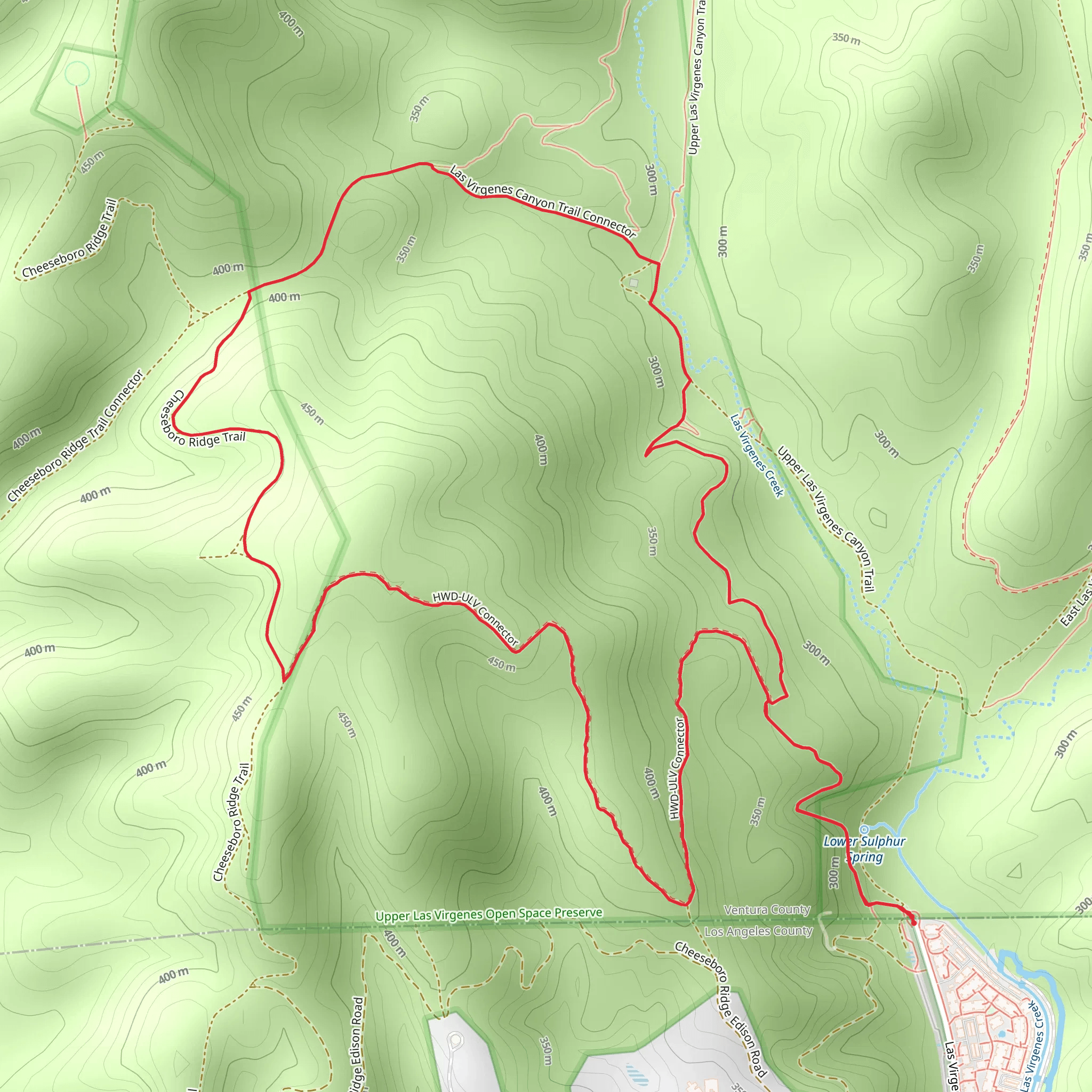 Las Virgenes Canyon Trail and Cheeseboro Ridge Trail Loop mobile static map