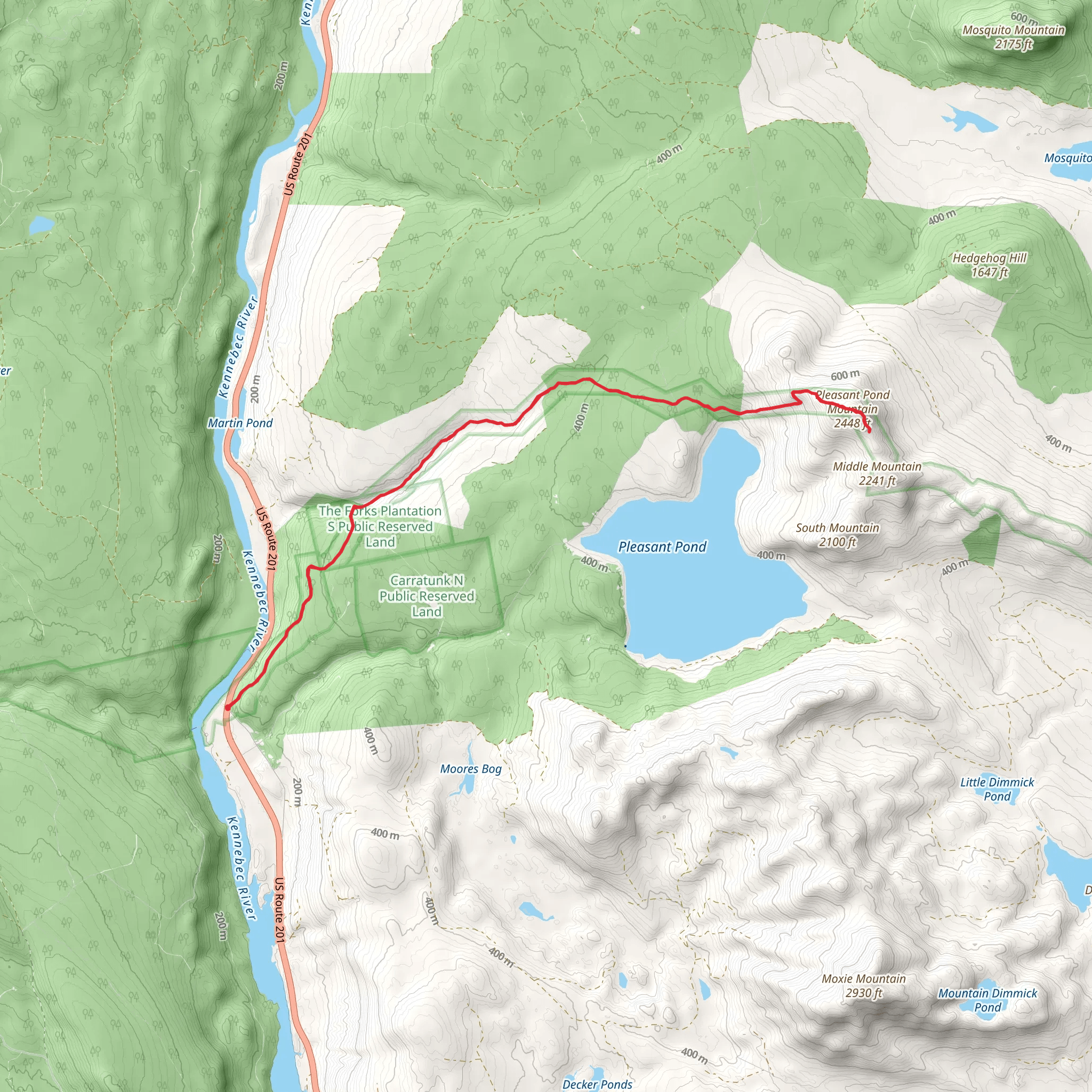 Pleasant Mountain via Appalachian Trail mobile static map