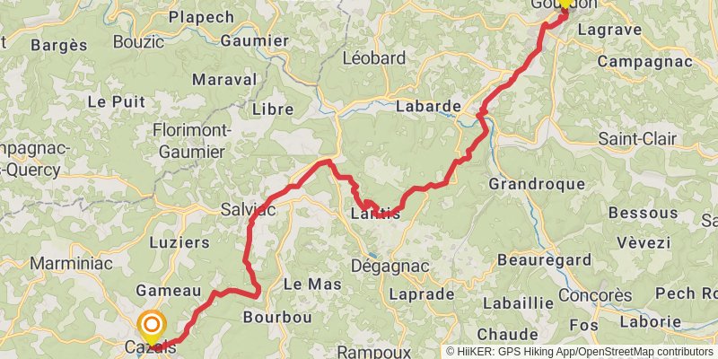 GR 65 Rocamadour Variant stage 14 Map