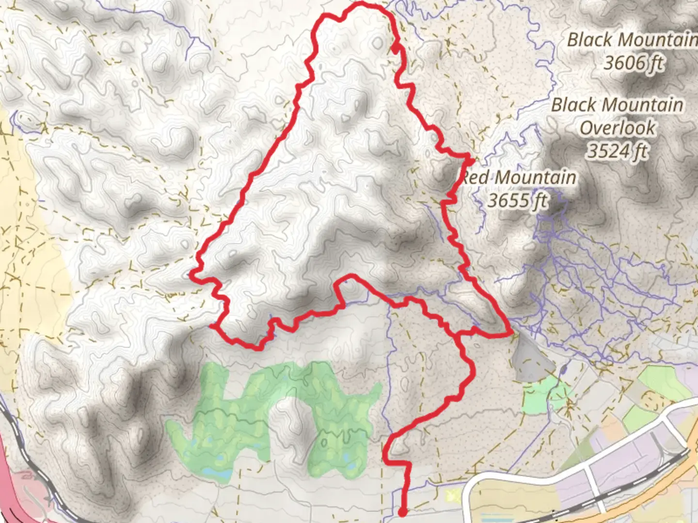 An image depicting the trail Caldera Easy and Mother and Ernie Loop and its surrounding area.