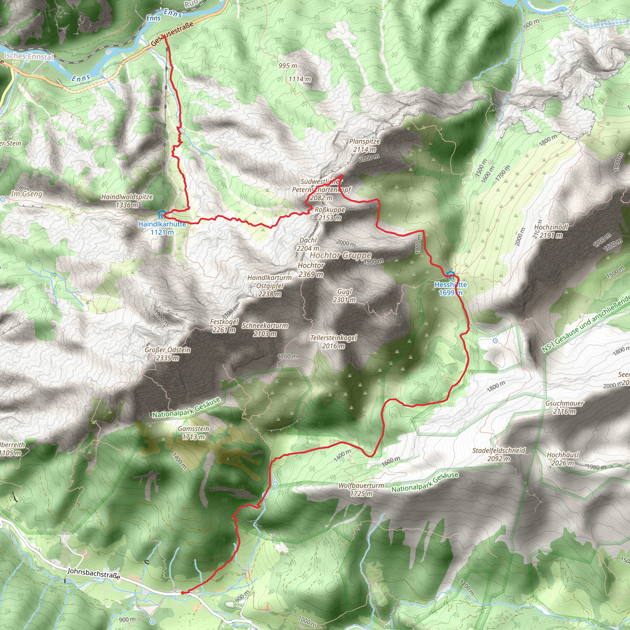 Gstatterboden to Johnsbach Trail mobile static map