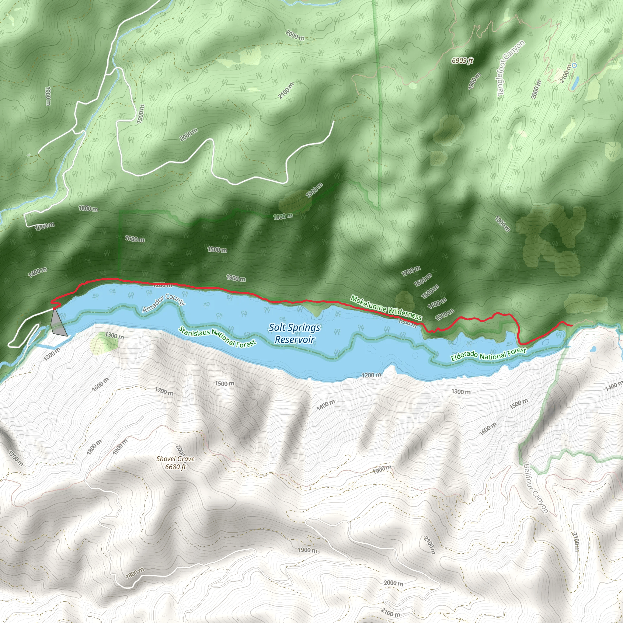 Salt Springs Reservoir Northern Shore Walk mobile static map