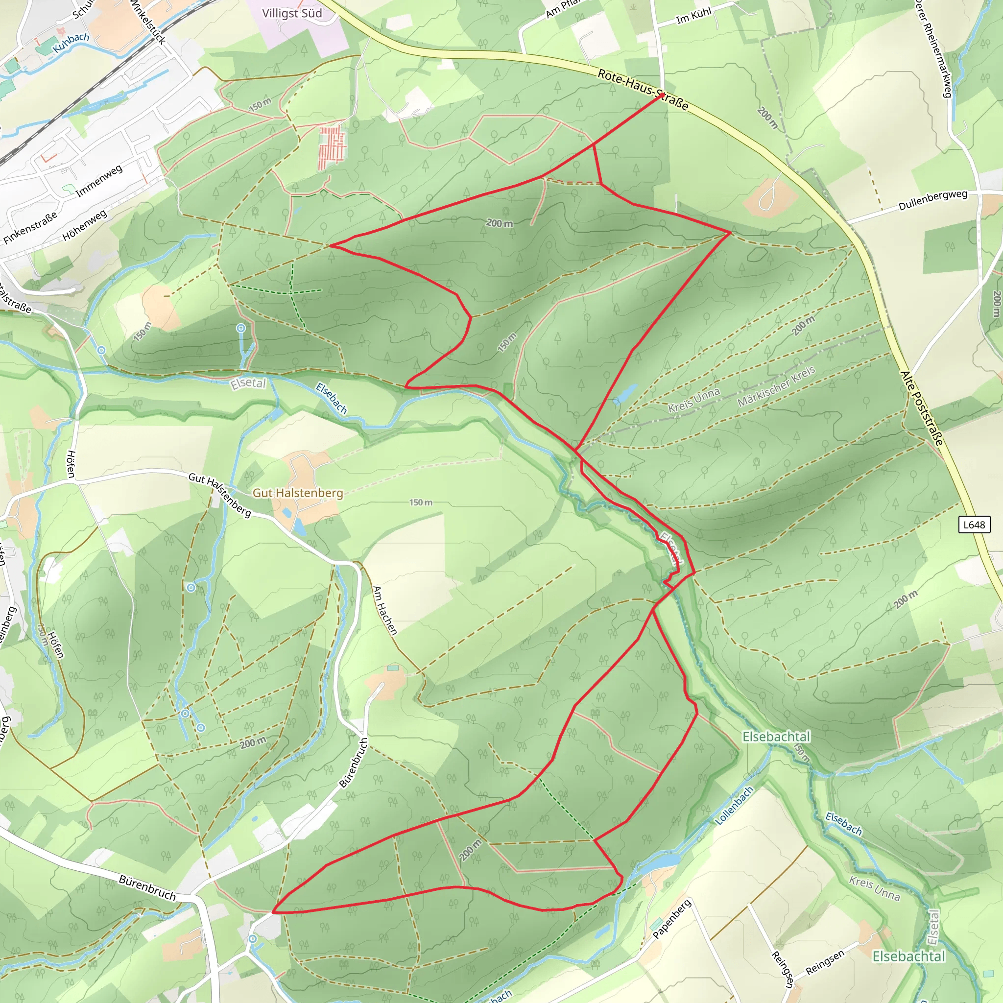 Borstinger Berg and Papenberg Loop via Elsebad Rundweg A7 mobile static map