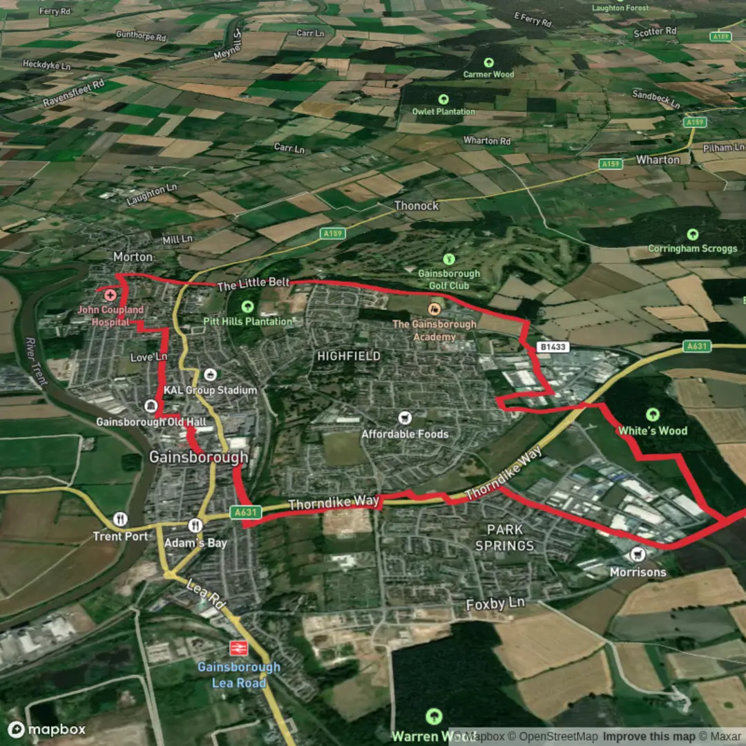 An image depicting the trail Gainsborough - Three Trig Loop and its surrounding area.