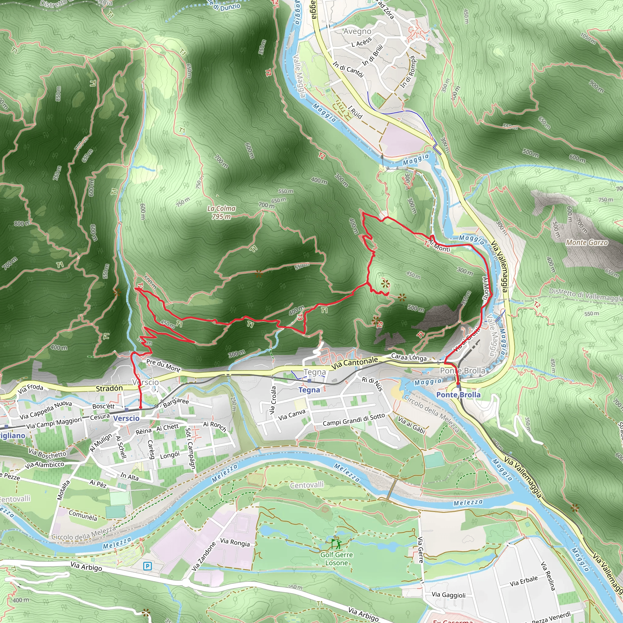 Castelliere Ruins from Ponte Brolla mobile static map