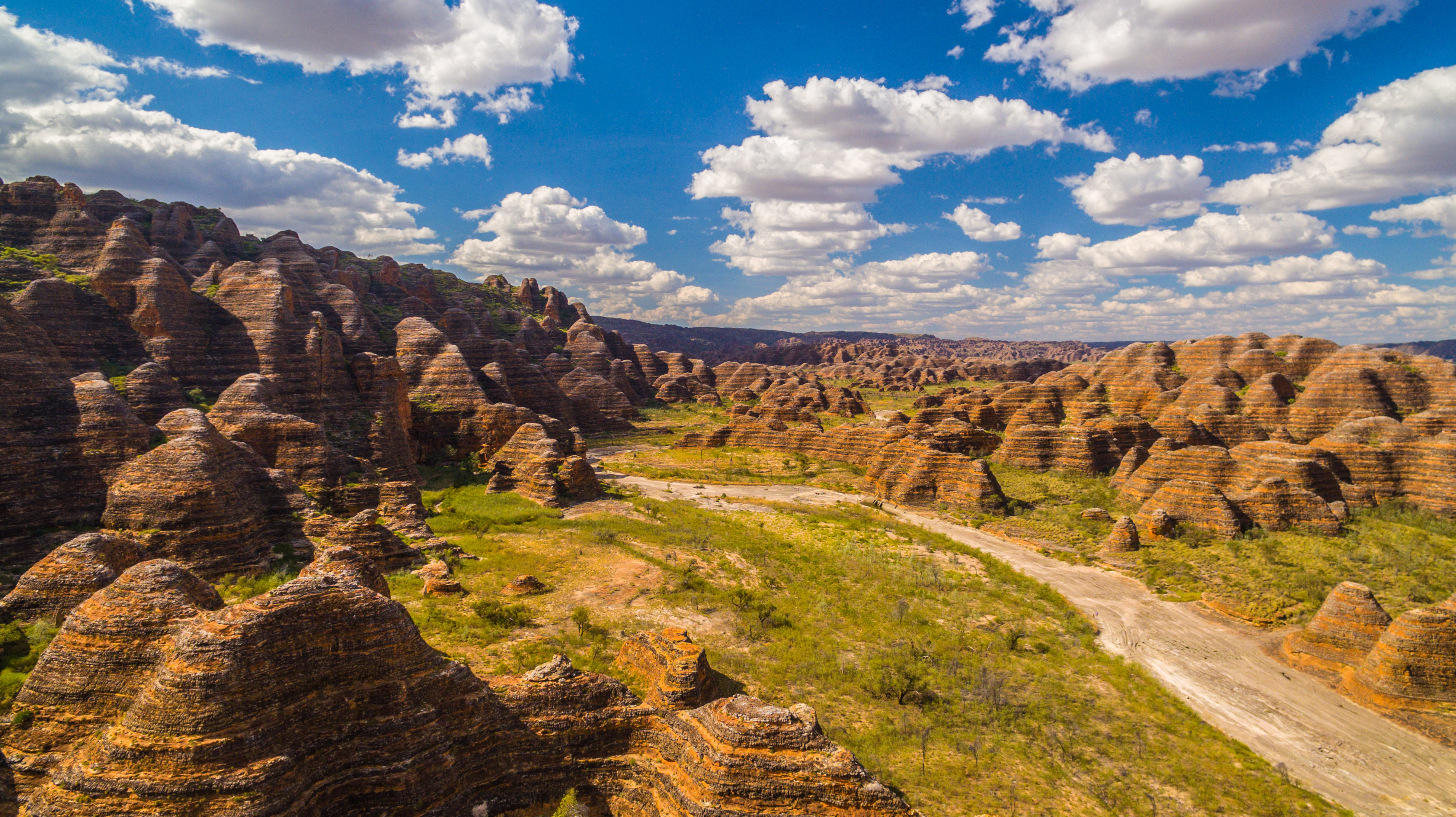 An image depicting the trail Purnululu National Park and its surrounding area.