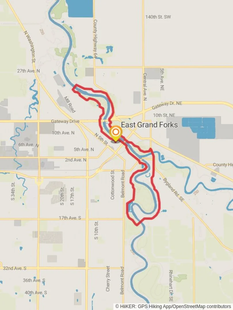 An image depicting the trail Greenway Path Loop - Grand Folks and its surrounding area.