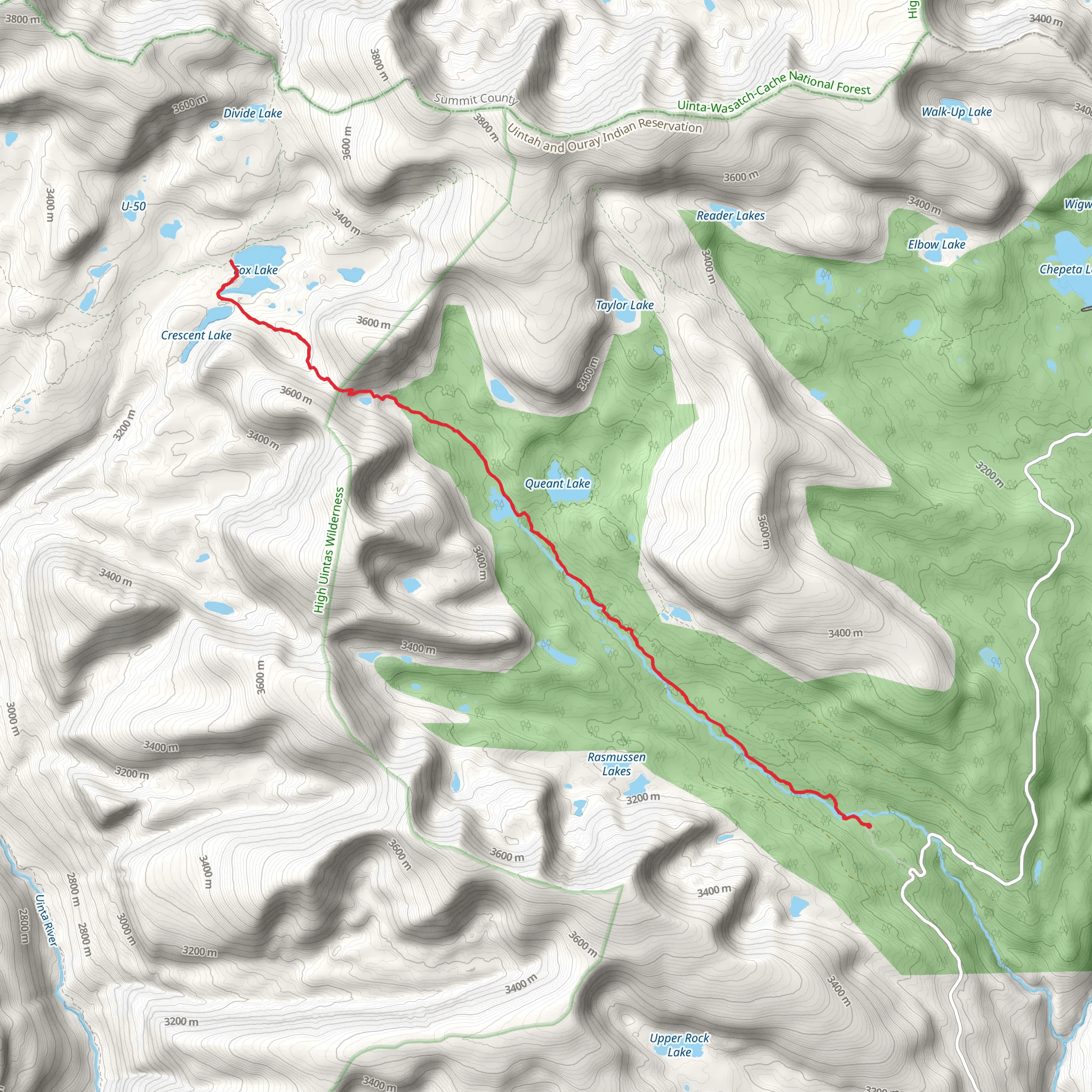 Fox Lake via West Fork Whiterocks Trail mobile static map