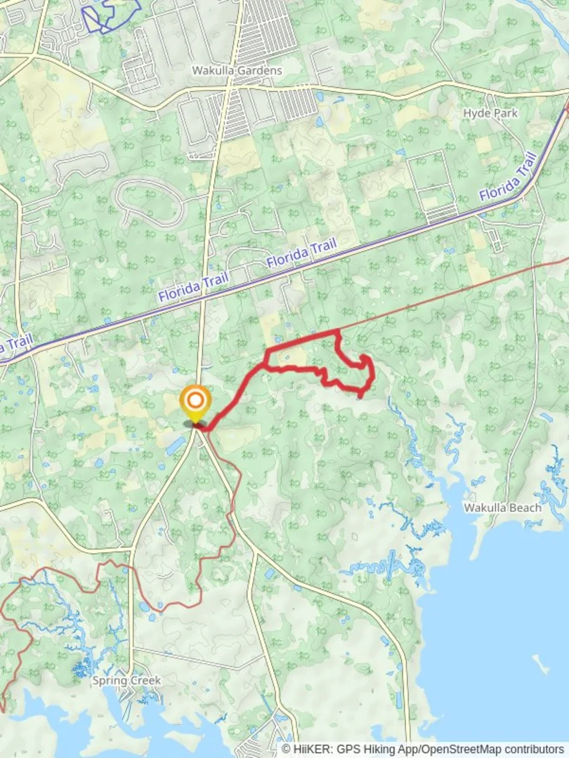 An image depicting the trail Florida Loop Trail from Spring Creek Highway and its surrounding area.