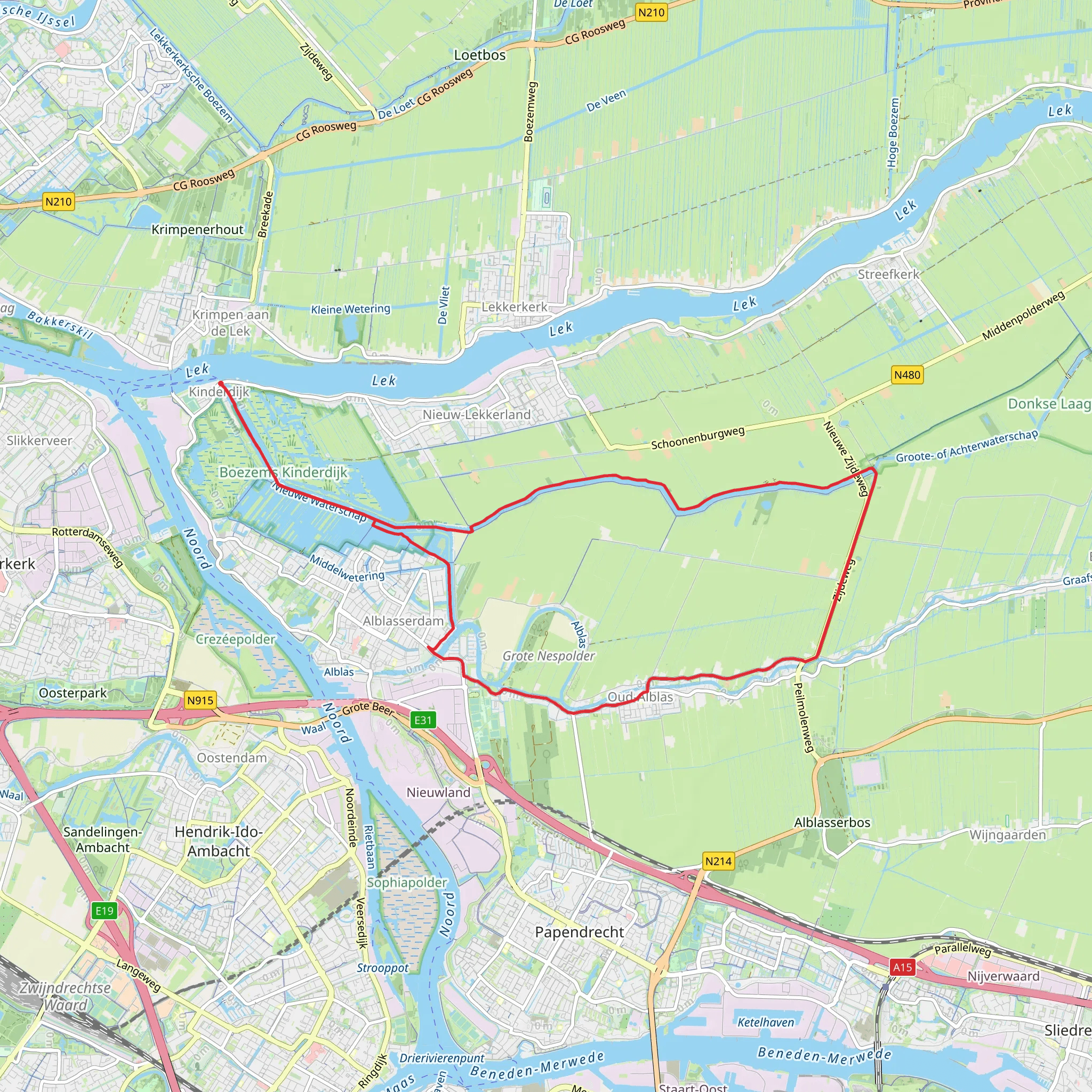 Overwaard, Alblasserdam and Achterwaterschap Loop mobile static map