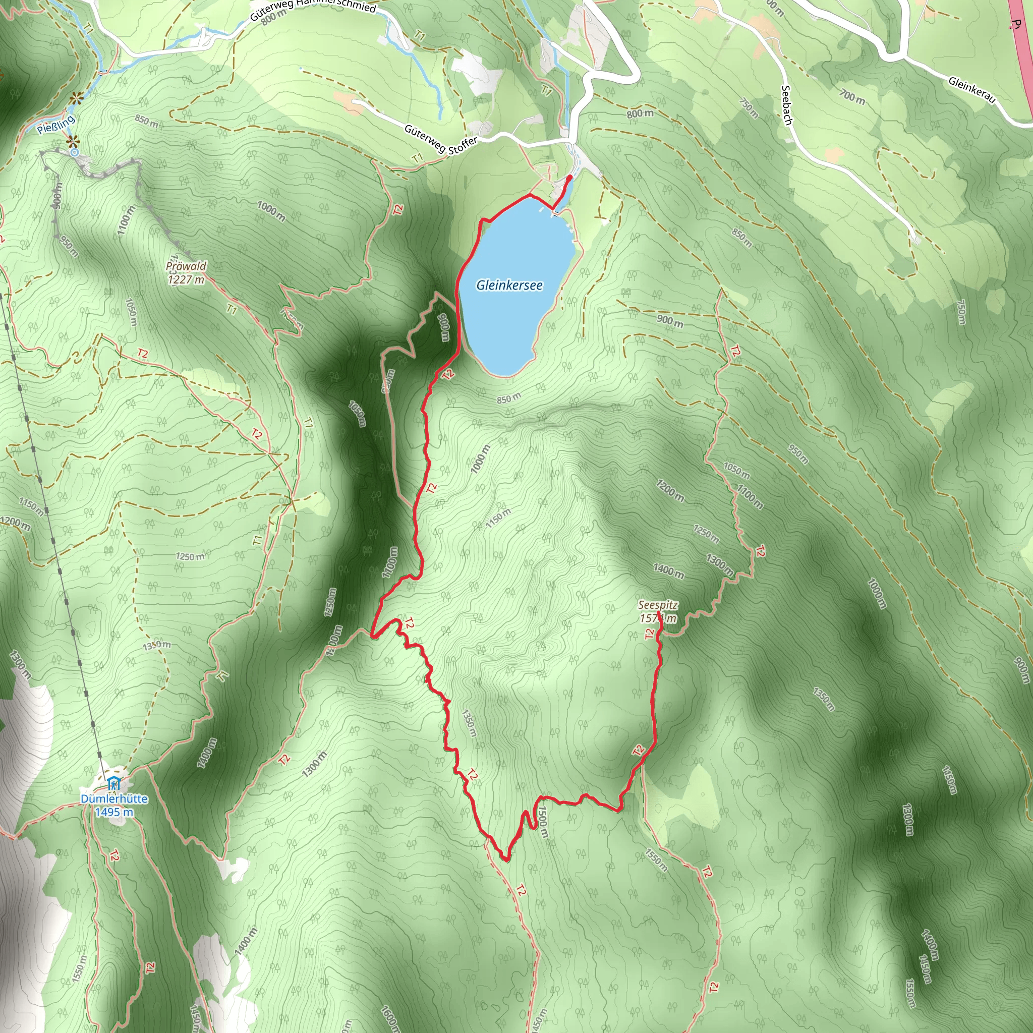 Seespitz from Gleinkersee Lake mobile static map