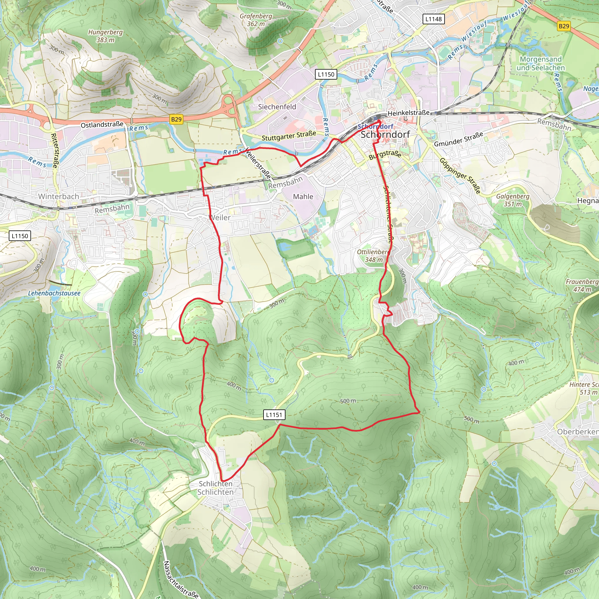 Zum Schurwald and Auf den Spuren des Kaisers mobile static map
