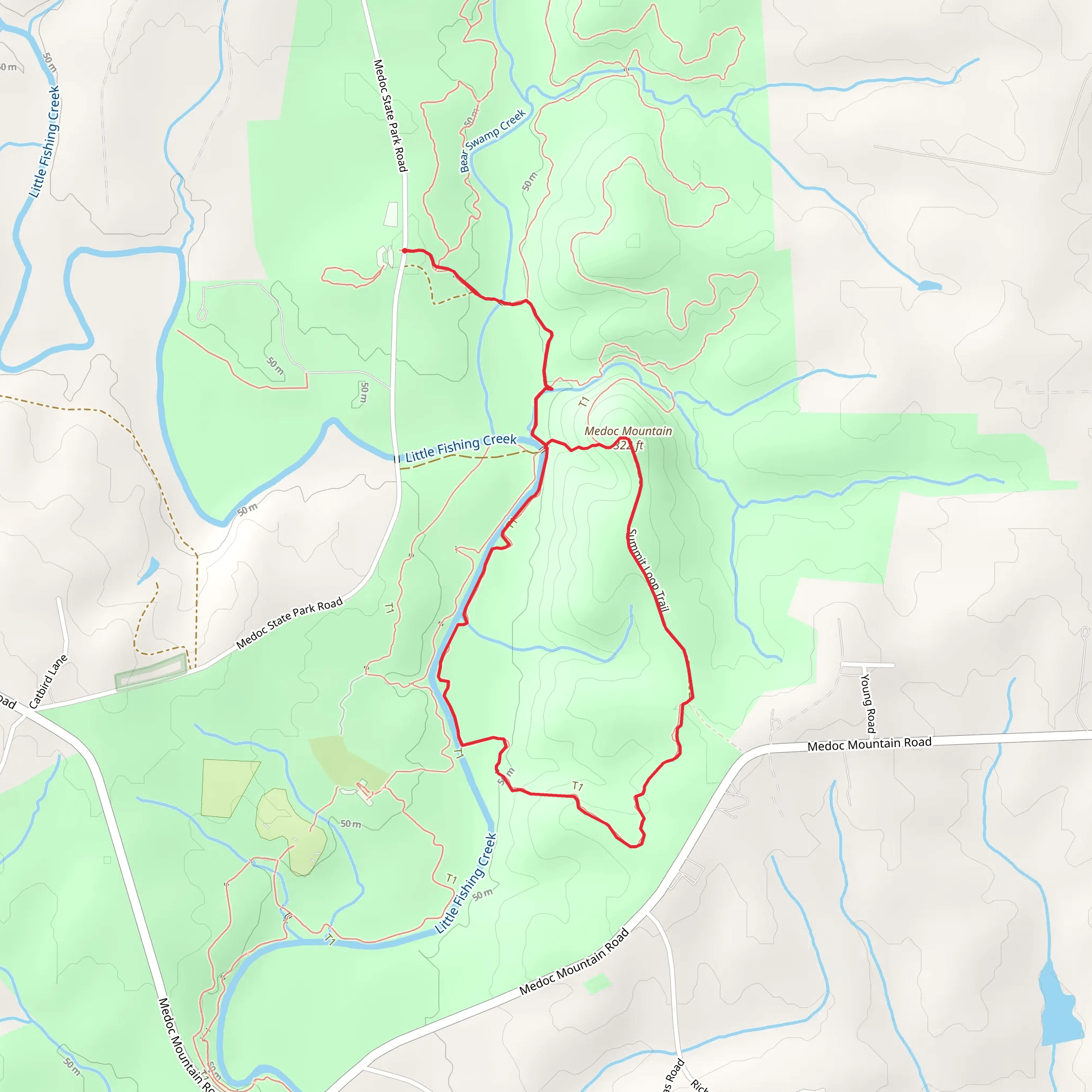 Medoc Mountain - Summit Loop Trail mobile static map