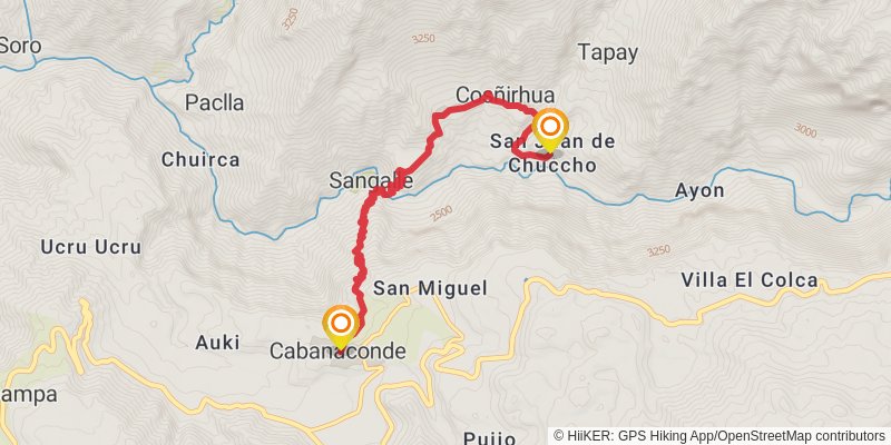 Colca Canyon Trek stage 1 Map