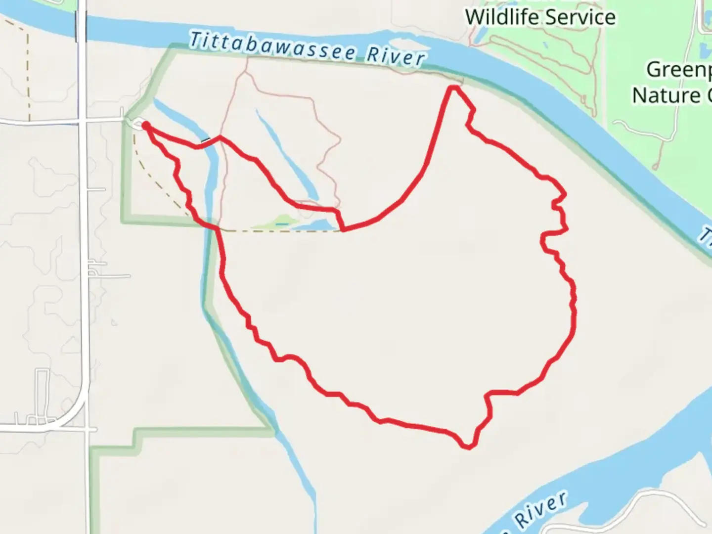 An image depicting the trail Stroebel Road Loop via Shiawassee River and its surrounding area.