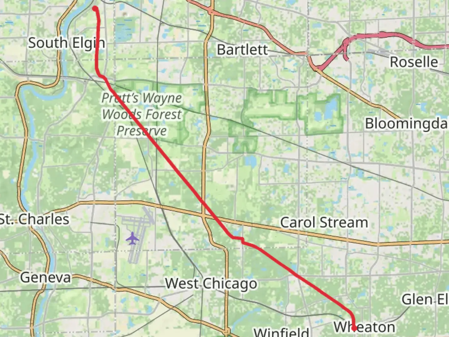 An image depicting the trail Illinois Prairie Path Elgin Branch and its surrounding area.