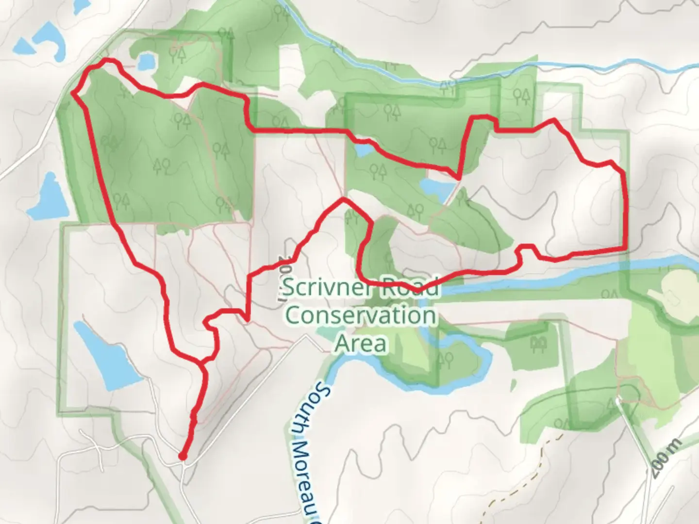 An image depicting the trail Loop Beside South Moreau Creek and its surrounding area.