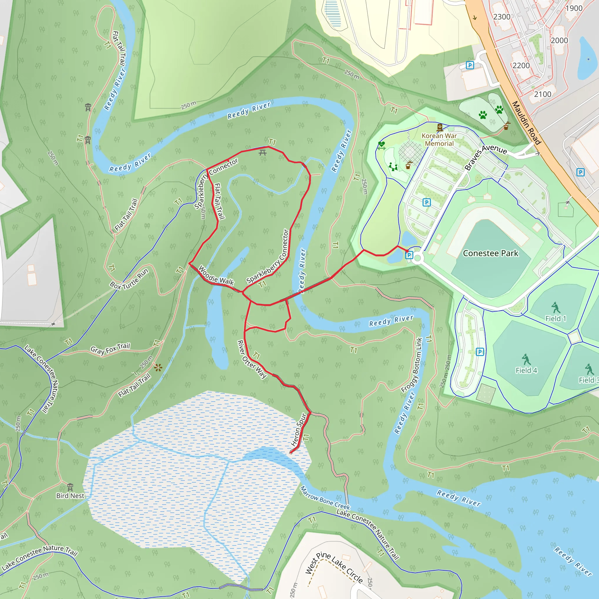 River Otter Way, Woodie Walk and Sparkleberry Connector Loop mobile static map