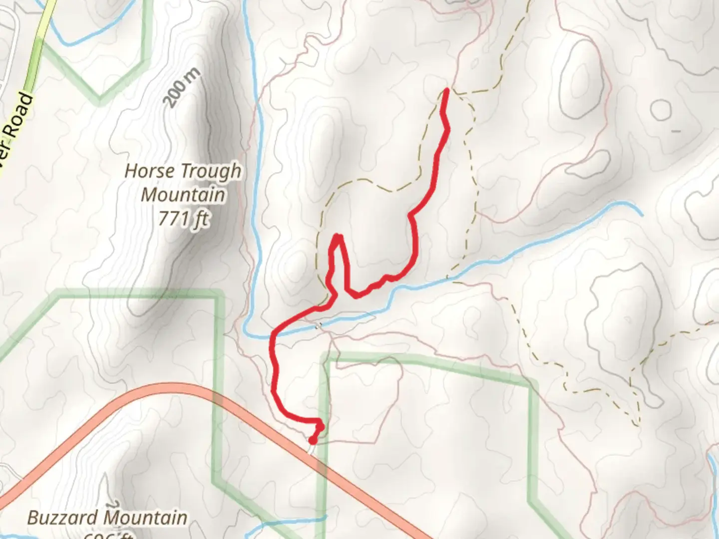An image depicting the trail Wood Run Trail and its surrounding area.