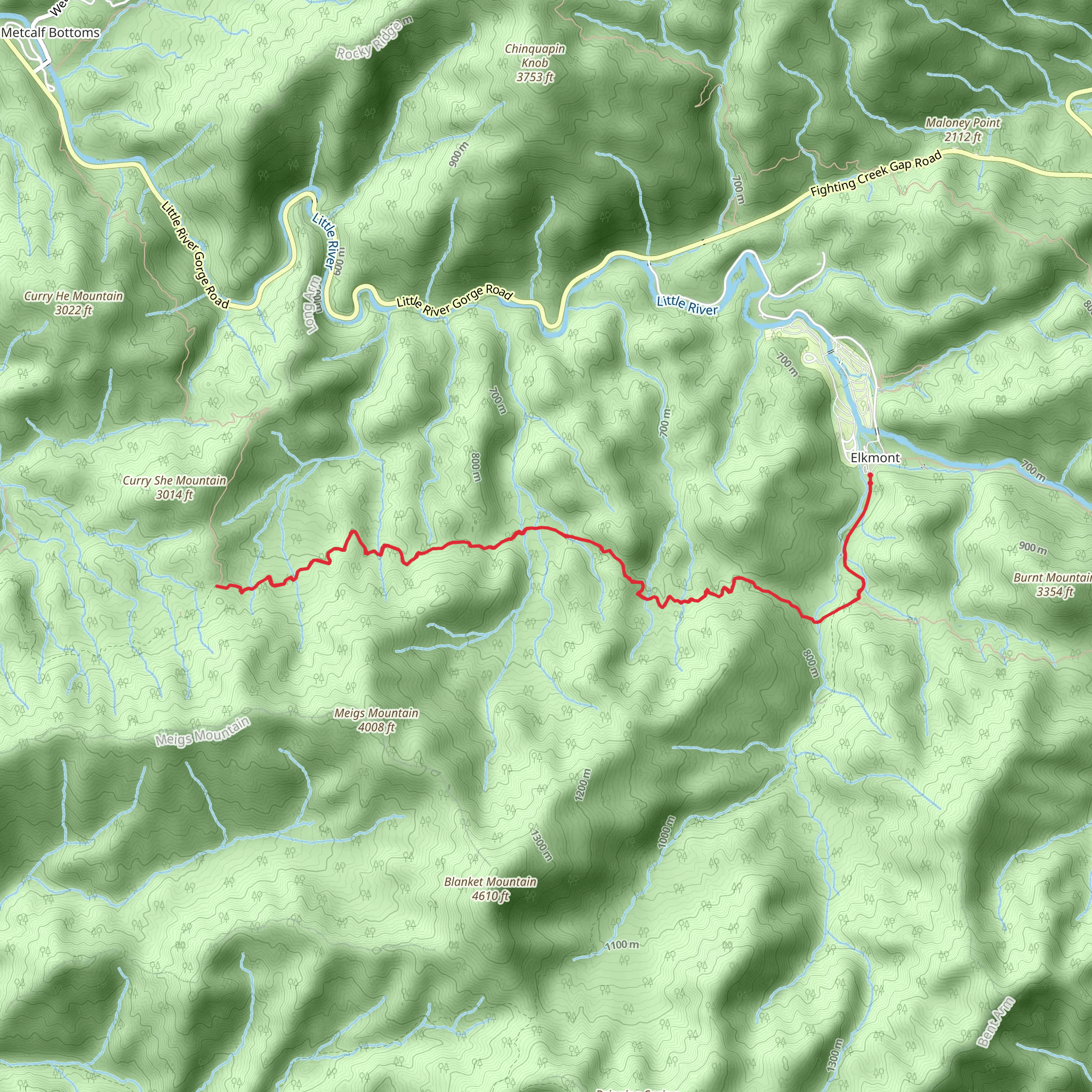 Meigs Mountain Trail mobile static map